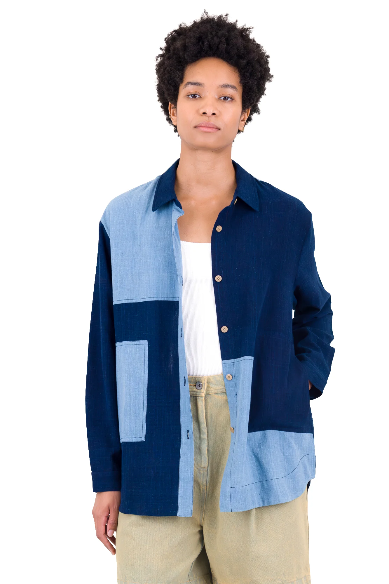Boyfriend Shirt - Indigo Patchwork - Image 6