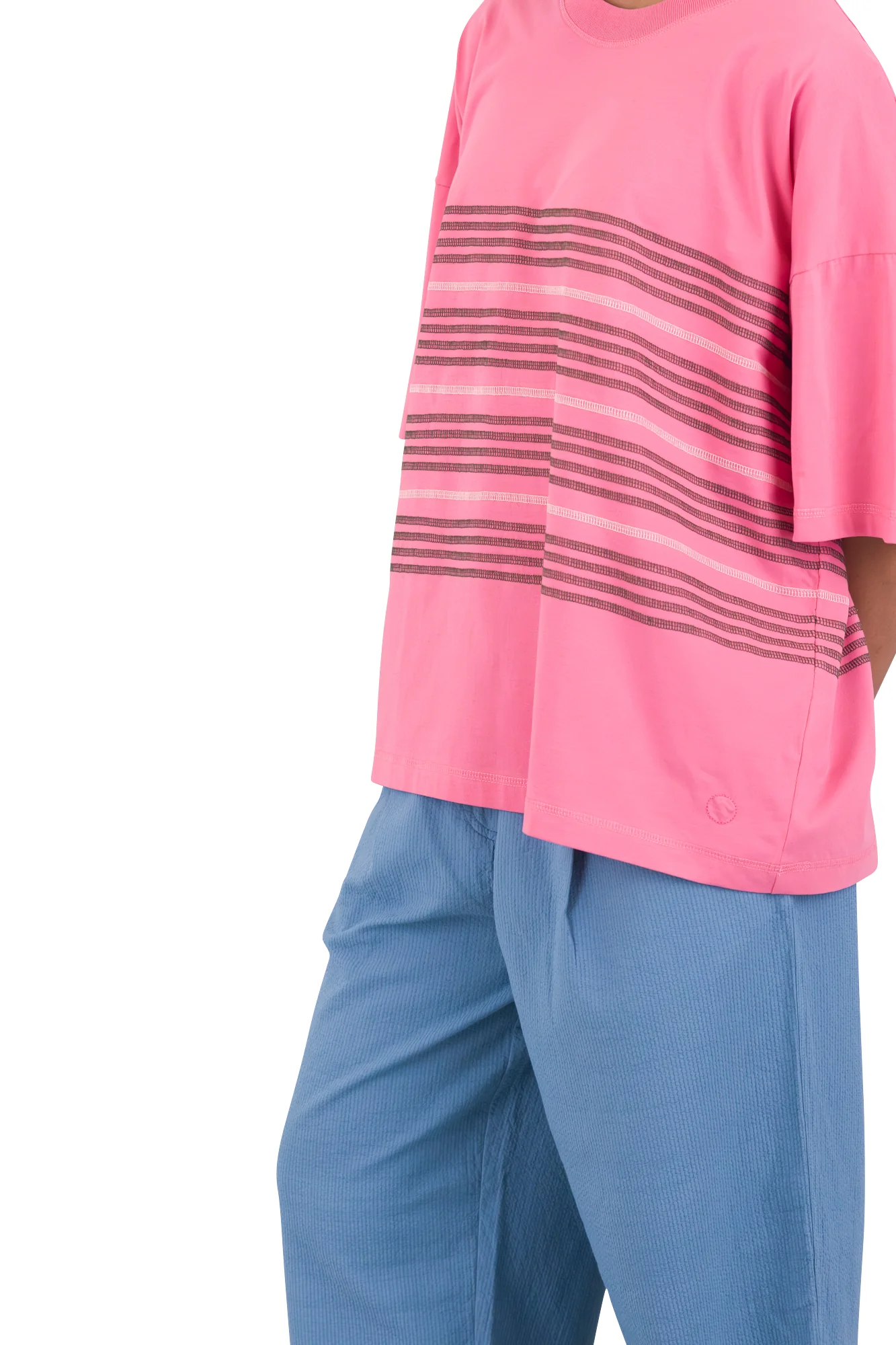 Boyfriend T-Shirt - Multistitch Stripe - Image 7