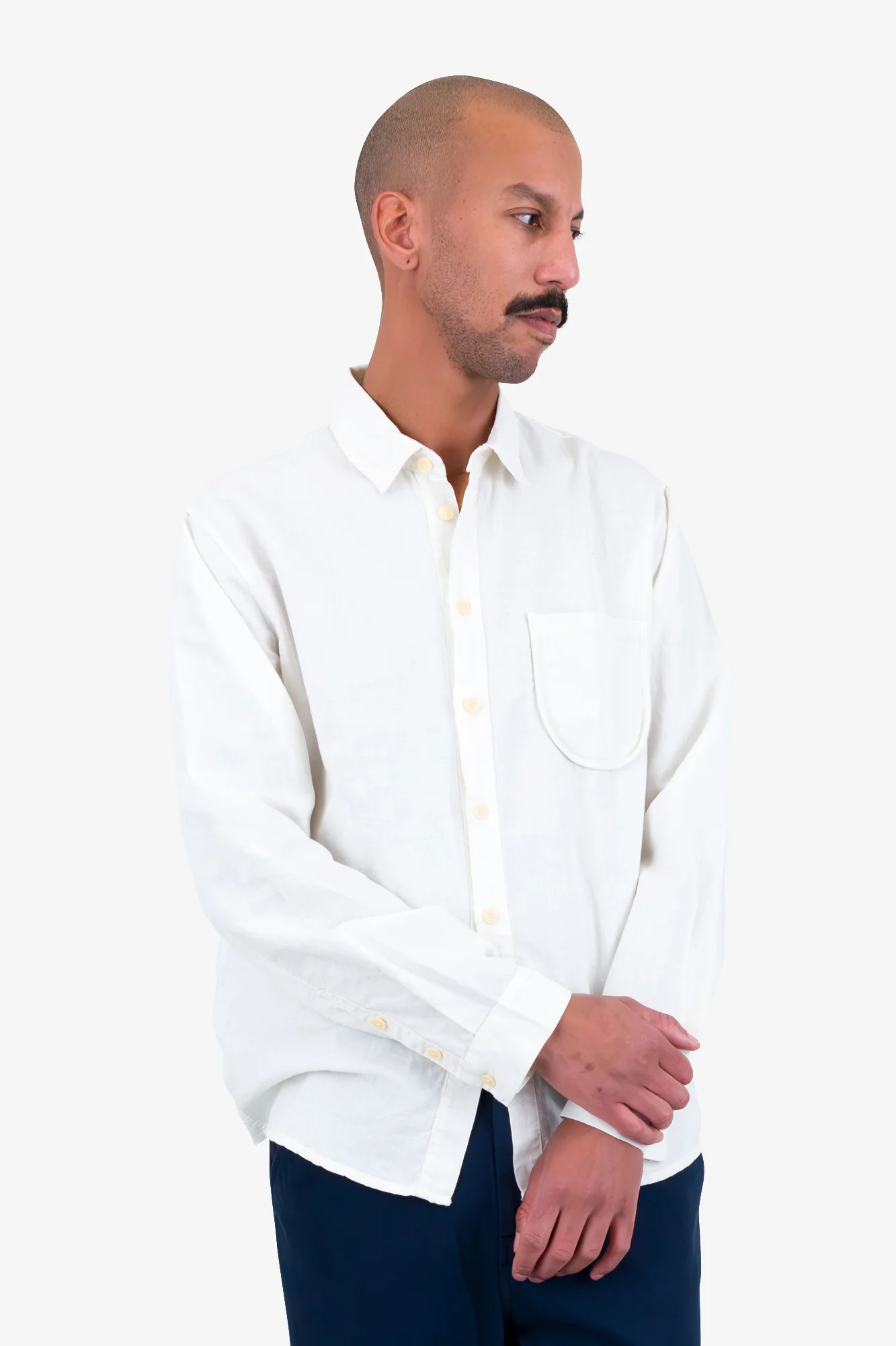 Contrast Pocket Shirt - Ecru - Image 8