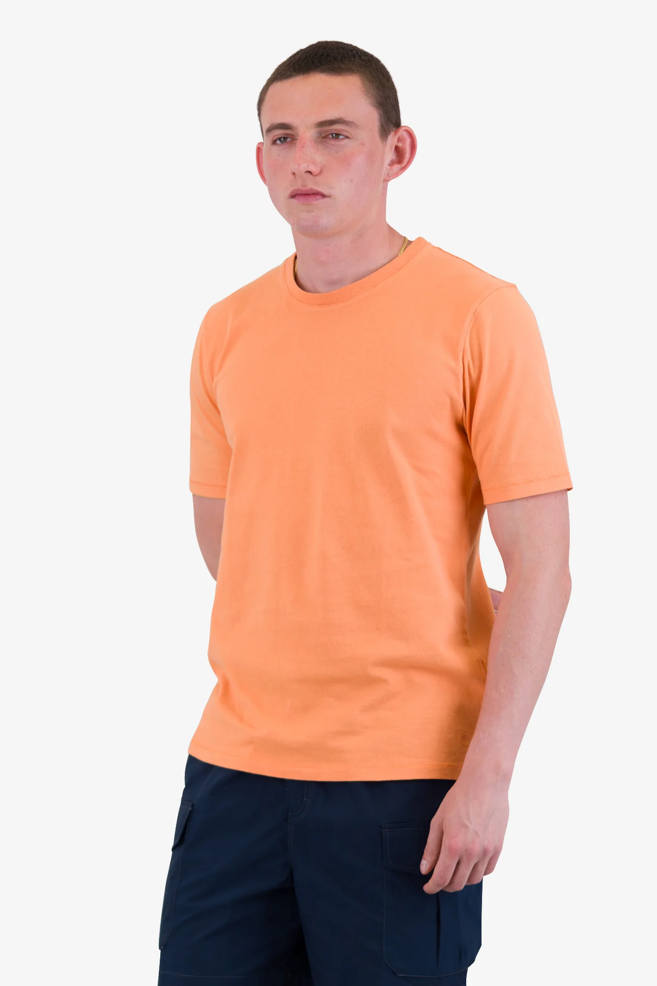 Contrast Sleeve T-Shirt - Faded Orange - Image 6