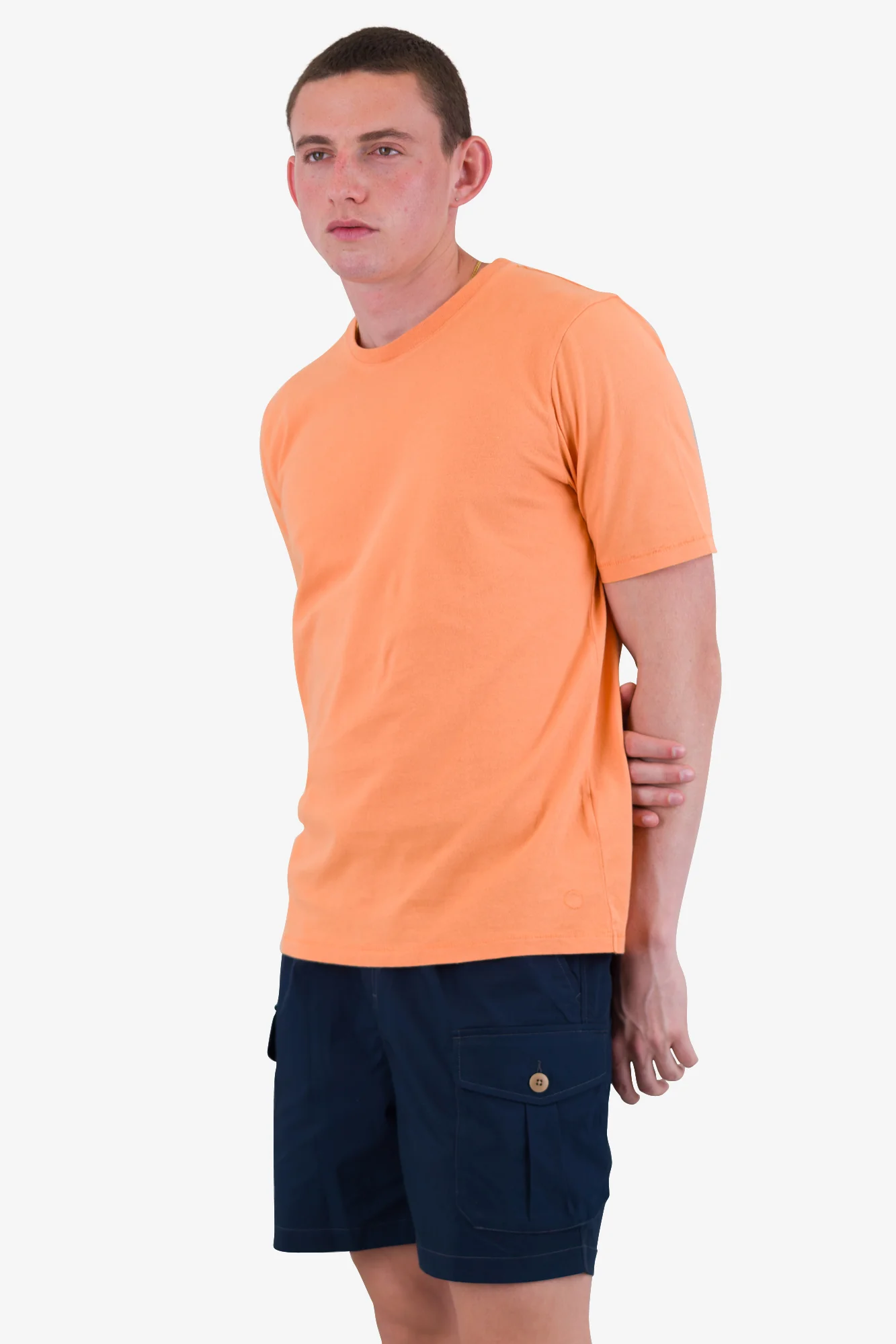 Contrast Sleeve T-Shirt - Faded Orange - Image 7