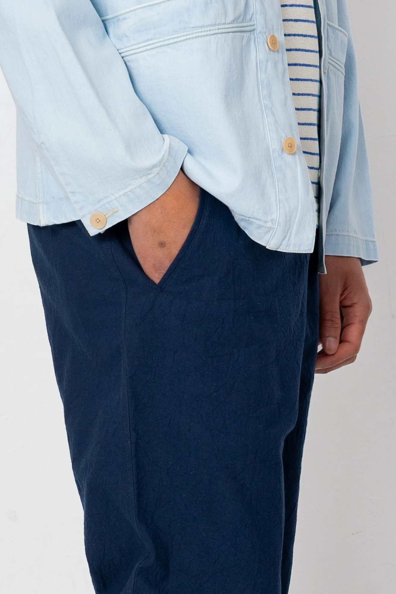 Drawcord Assembly Pant - Dark Navy Crinkle - Image 6