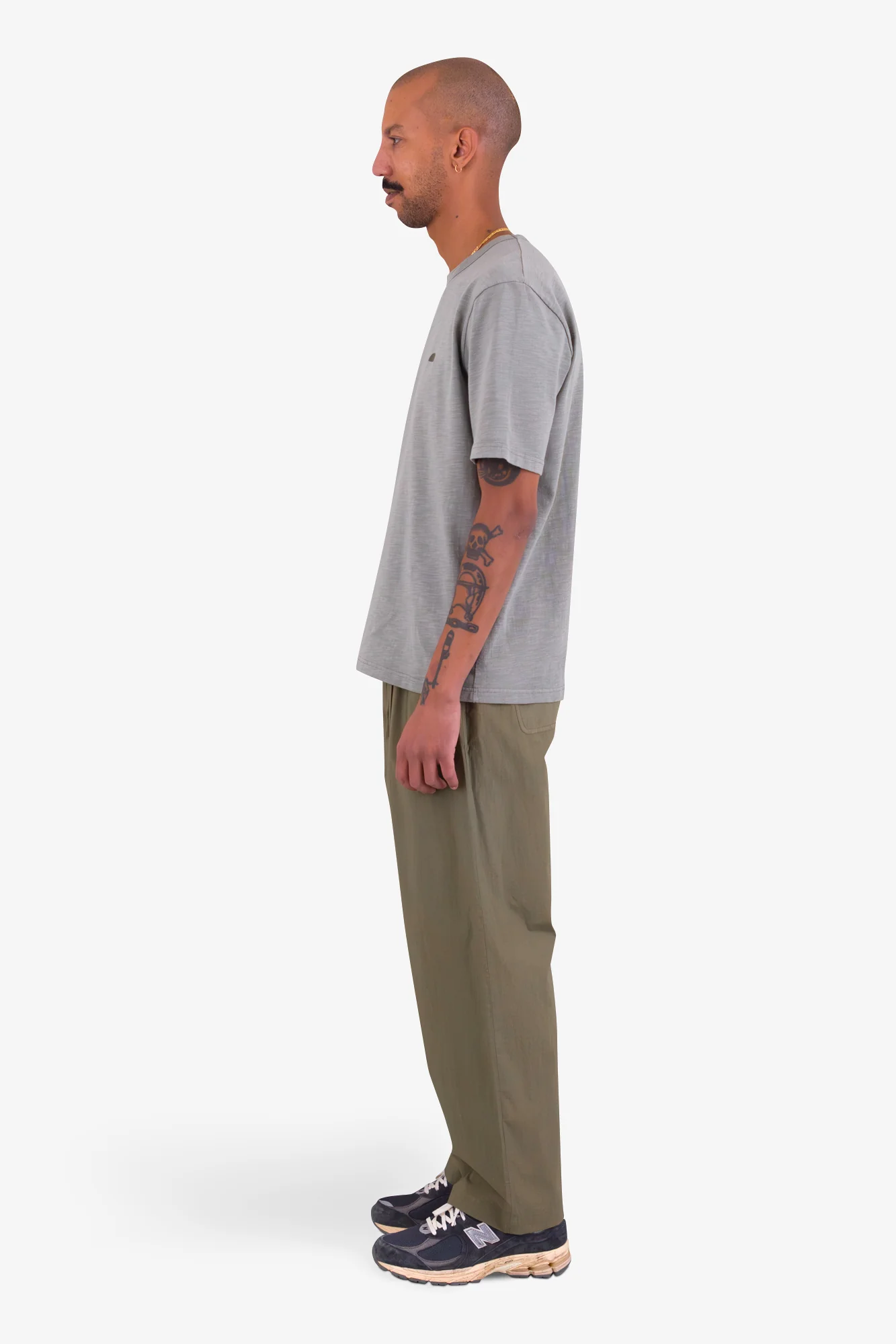 Drawcord Loose Trousers - Sage - Image 4