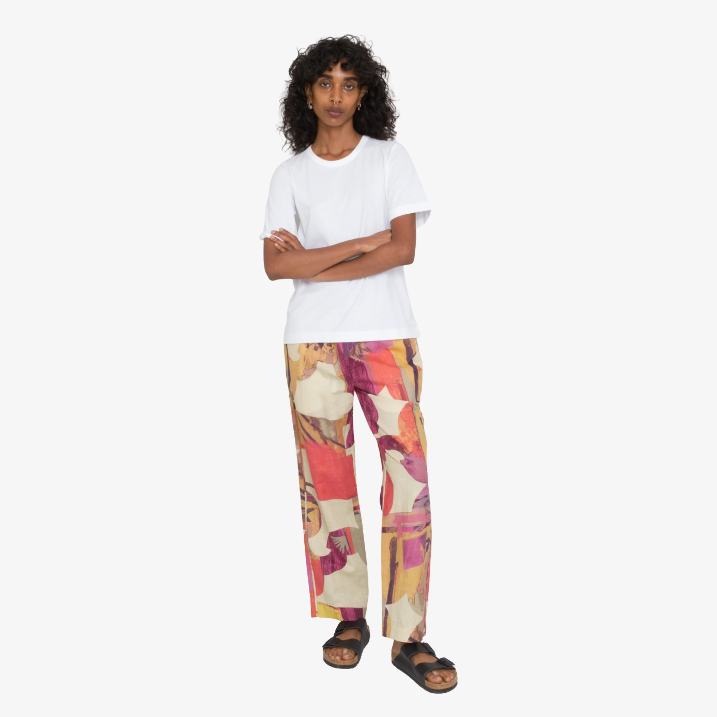 Drawcord Signal Pant - Cutout Coral Print Multi - Image 2