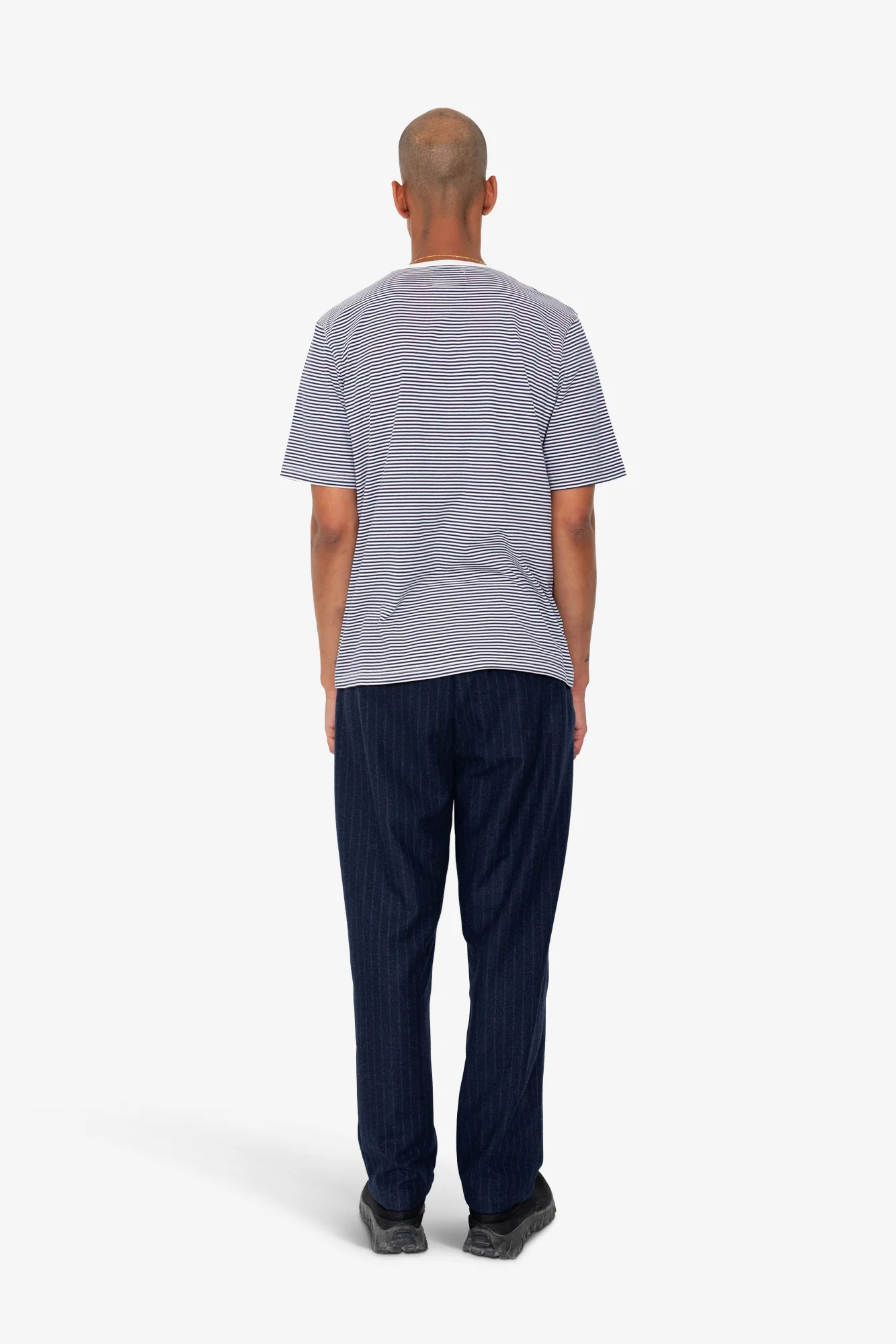 1x1 Striped T-Shirt - Bright Navy / Ecru - Image 9