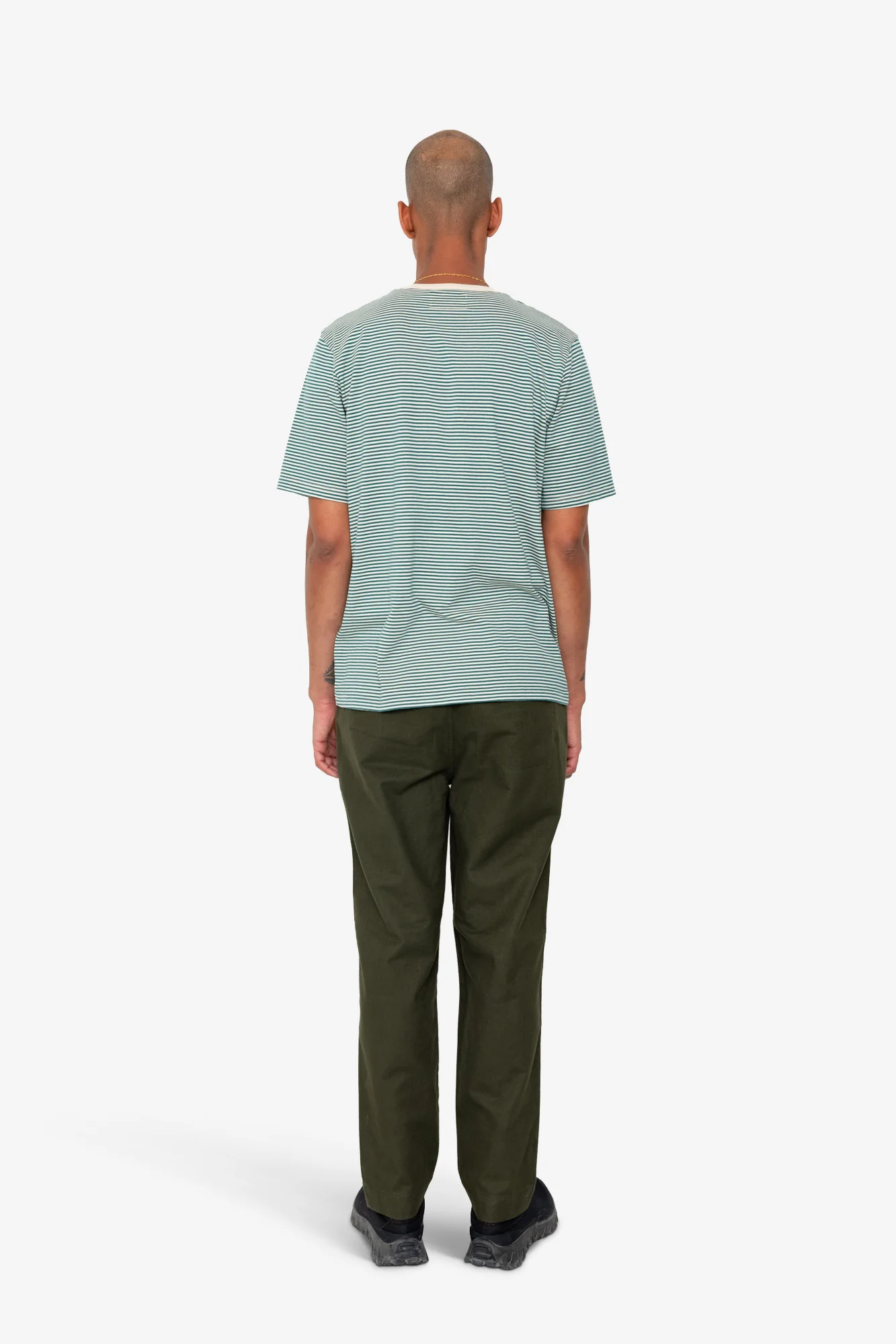 1x1 Striped T-Shirt - Phthalo Green / Ecru - Image 9
