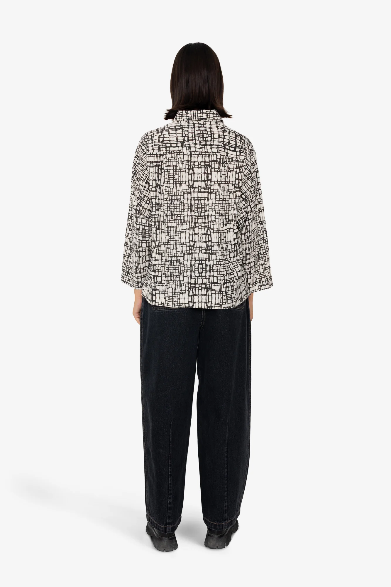 Archive Shirt - Black Ecru Maze Print - Image 10