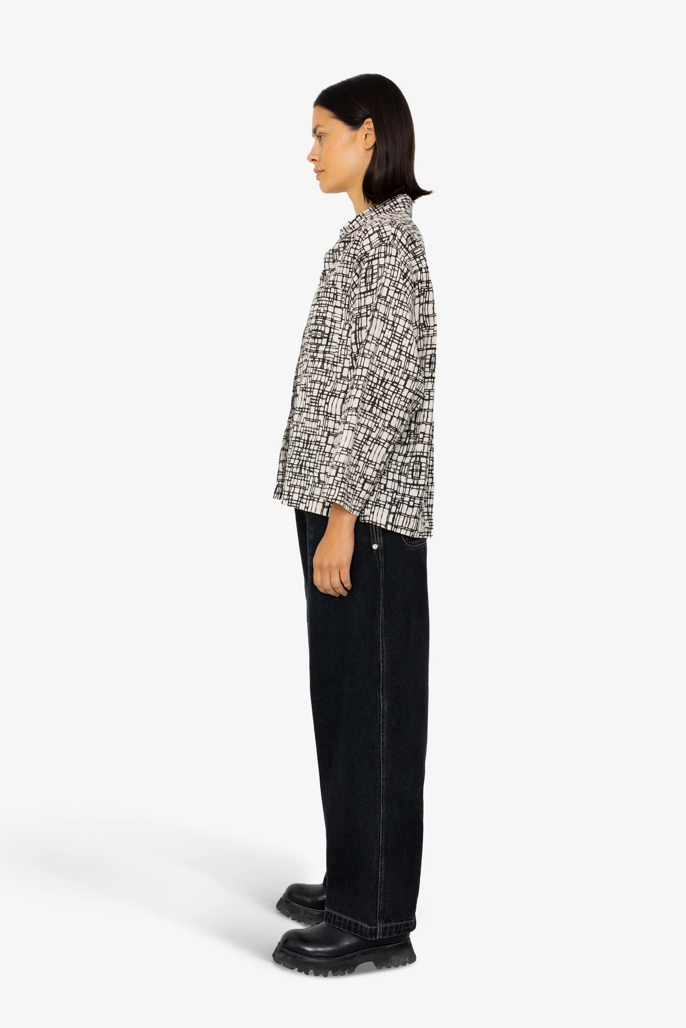 Archive Shirt - Black Ecru Maze Print - Image 4