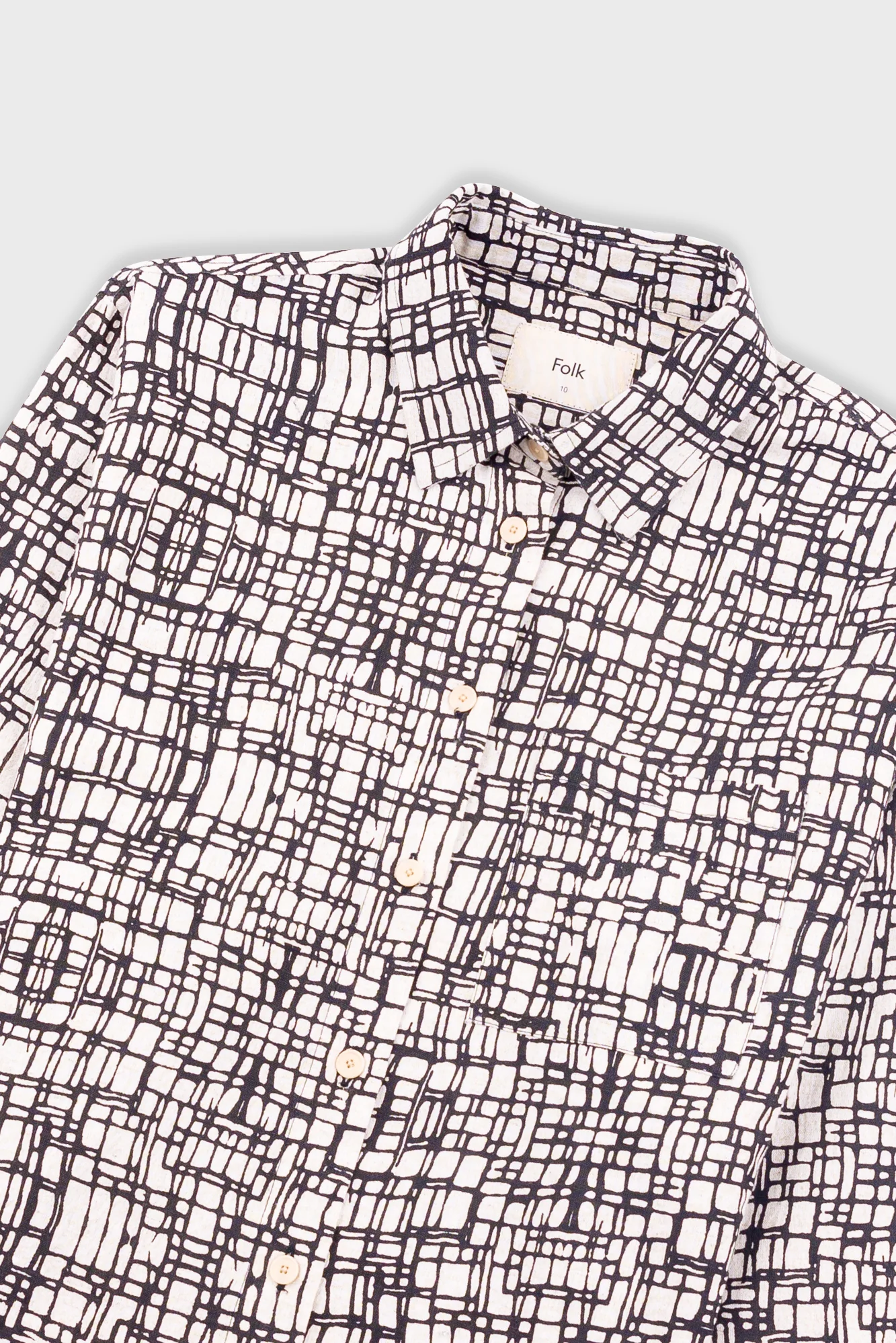 Archive Shirt - Black Ecru Maze Print - Image 5