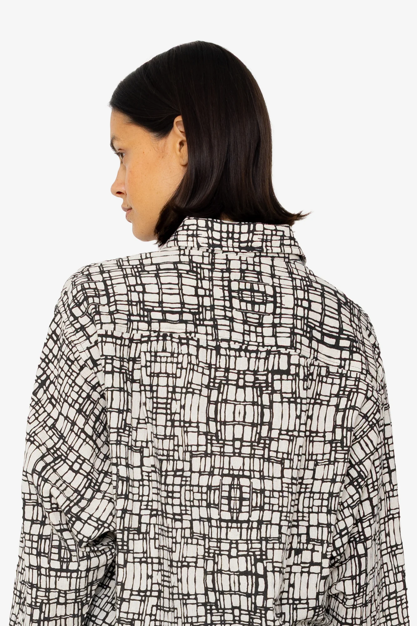 Archive Shirt - Black Ecru Maze Print - Image 9