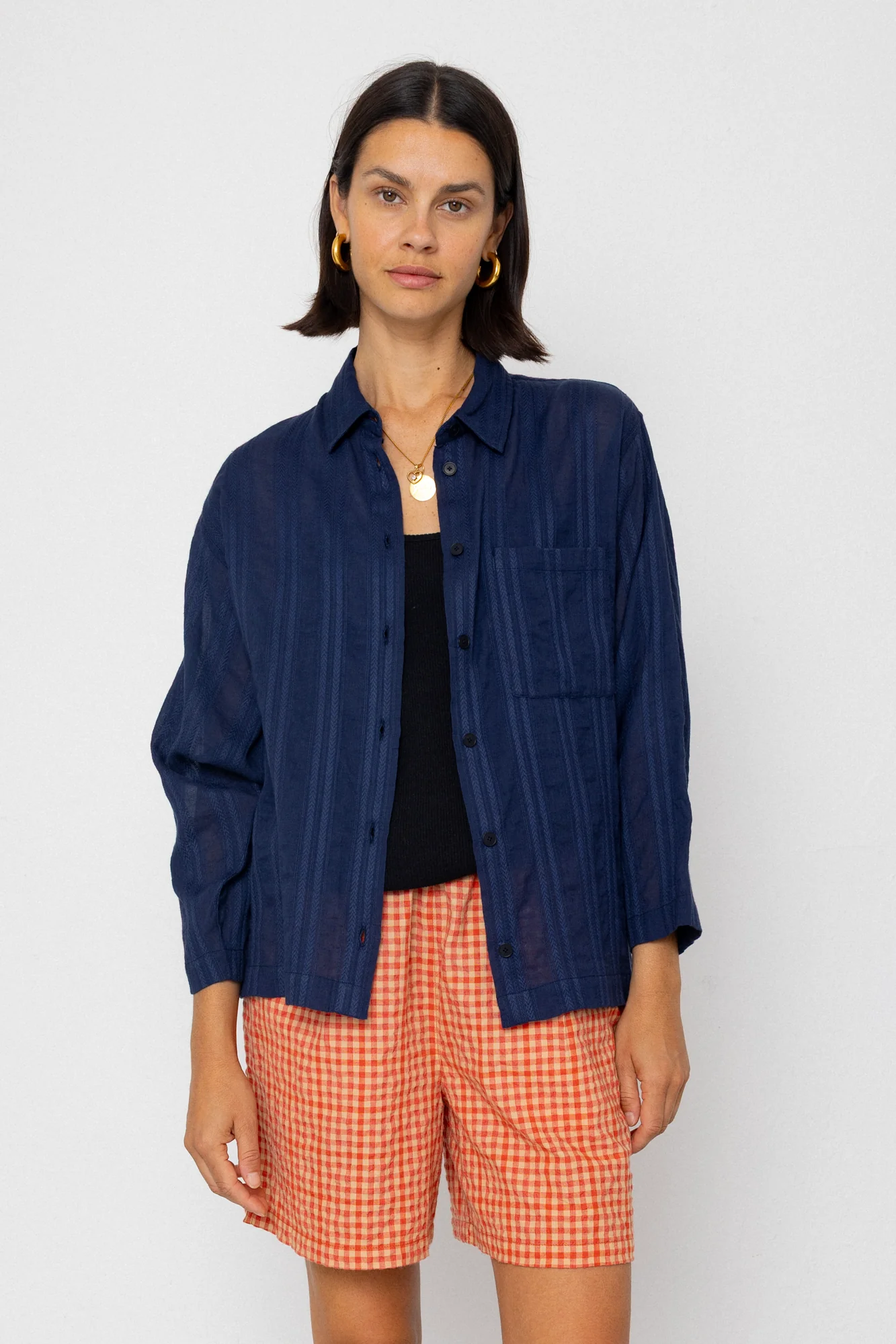 Archive Shirt - Dark Navy Dobby Stripe - Image 3