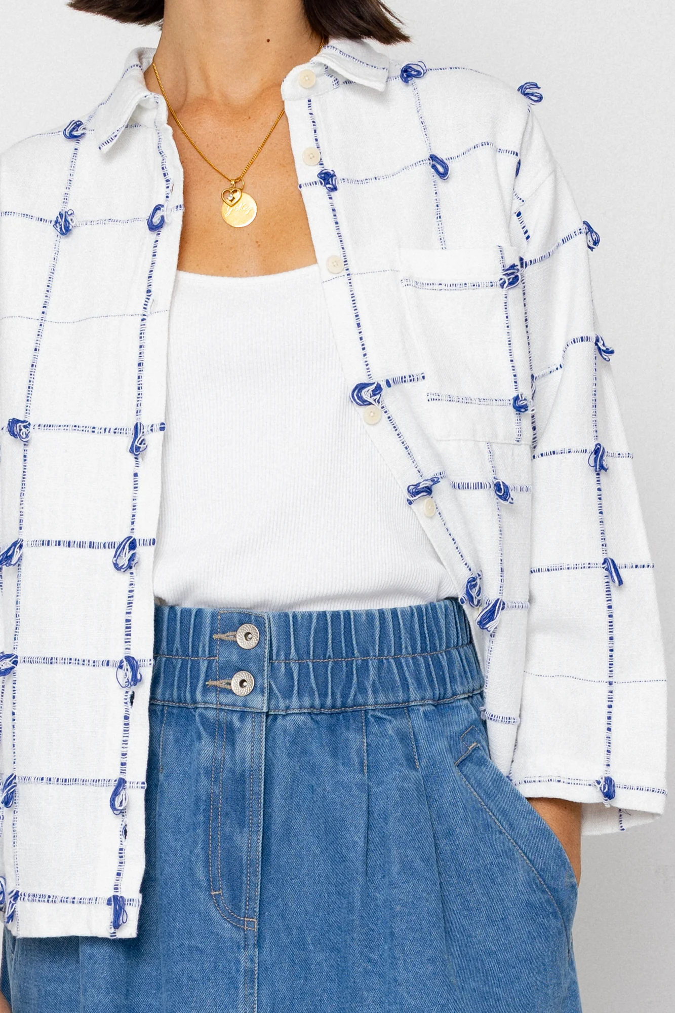 Archive Shirt - Navy Ecru Knots - Image 4