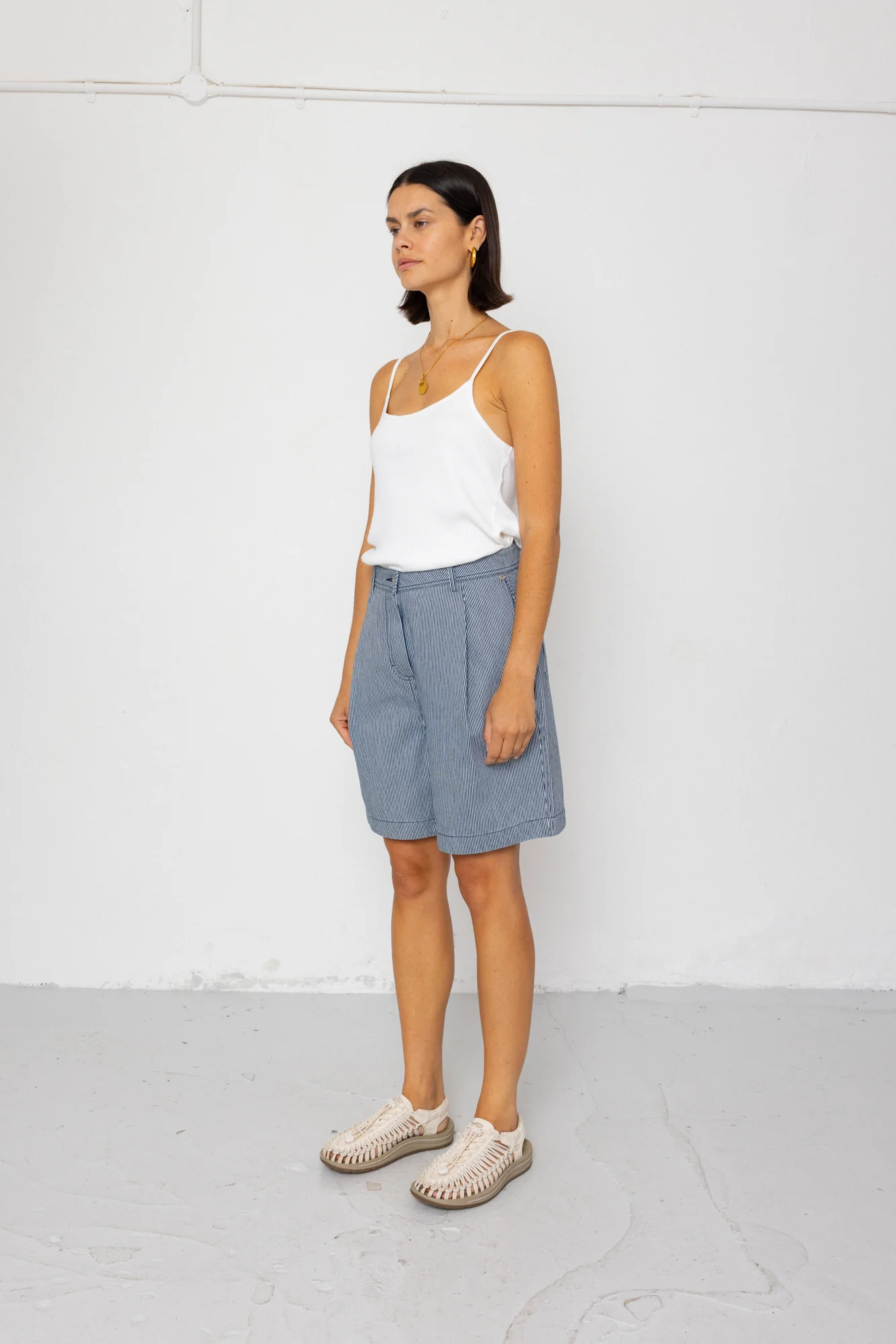 Boyfriend Shorts - Indigo Ticking Stripe - Image 6