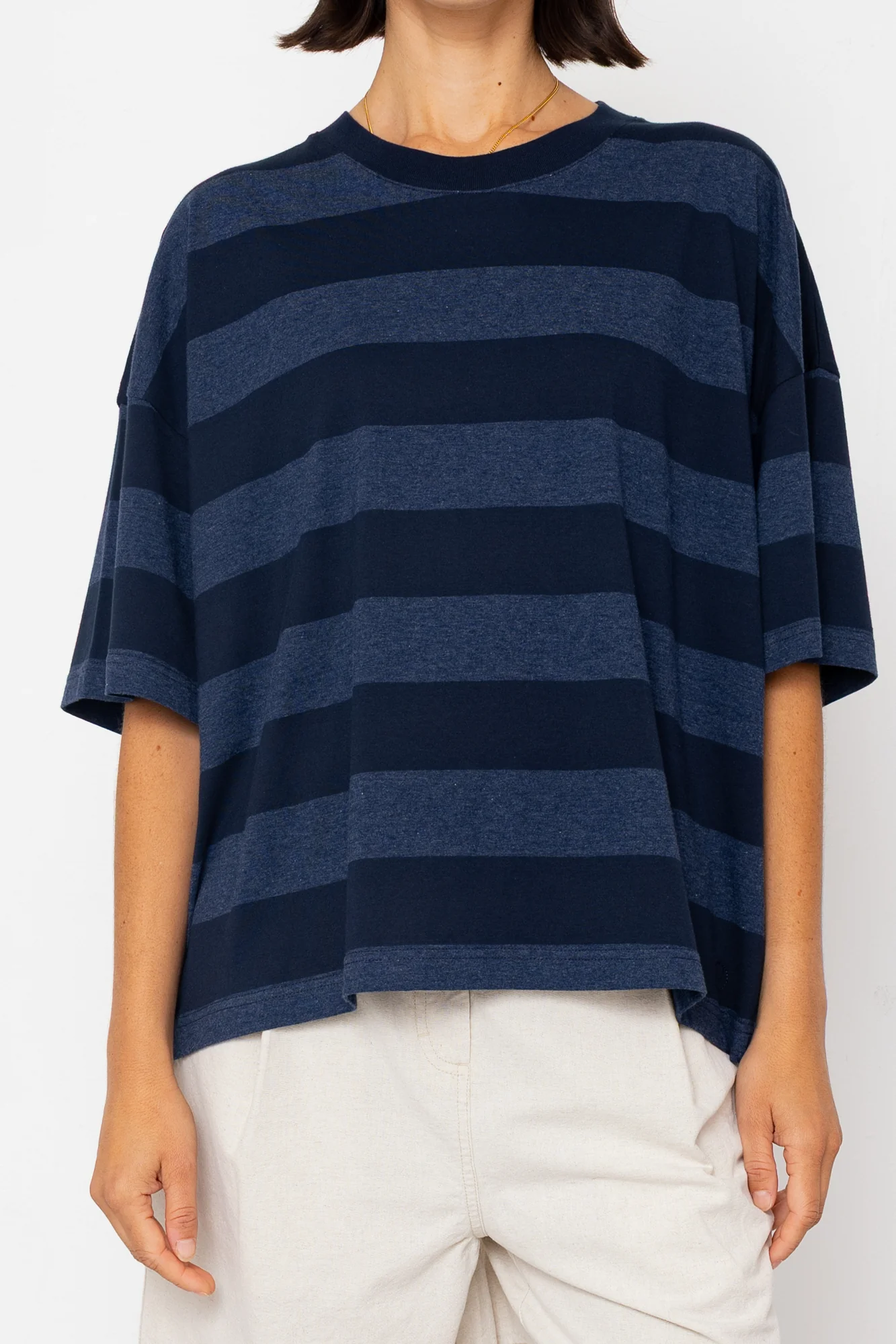 Boyfriend T-Shirt - Navy / Blue Stripe - Image 5