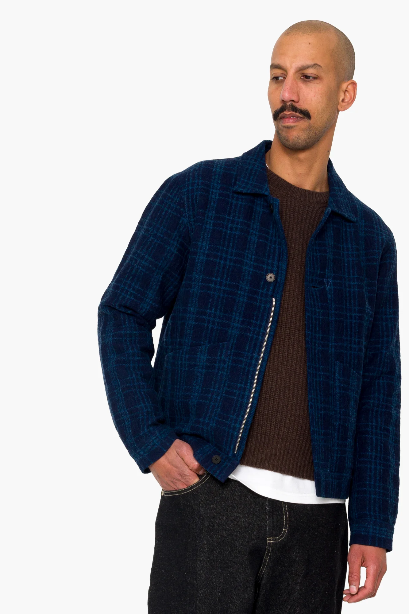 Chain Jacket - Indigo Textured Check - Image 7