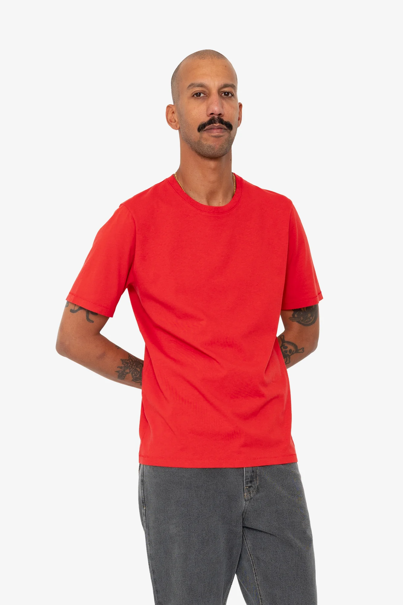 Contrast Sleeve T-Shirt - Crimson - Image 6