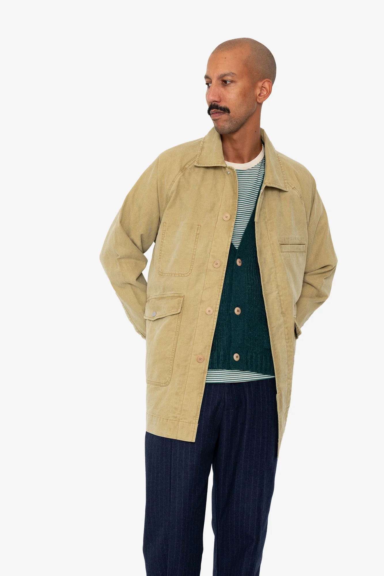 Detachable Liner Car Coat - Fossil Slub - Image 3