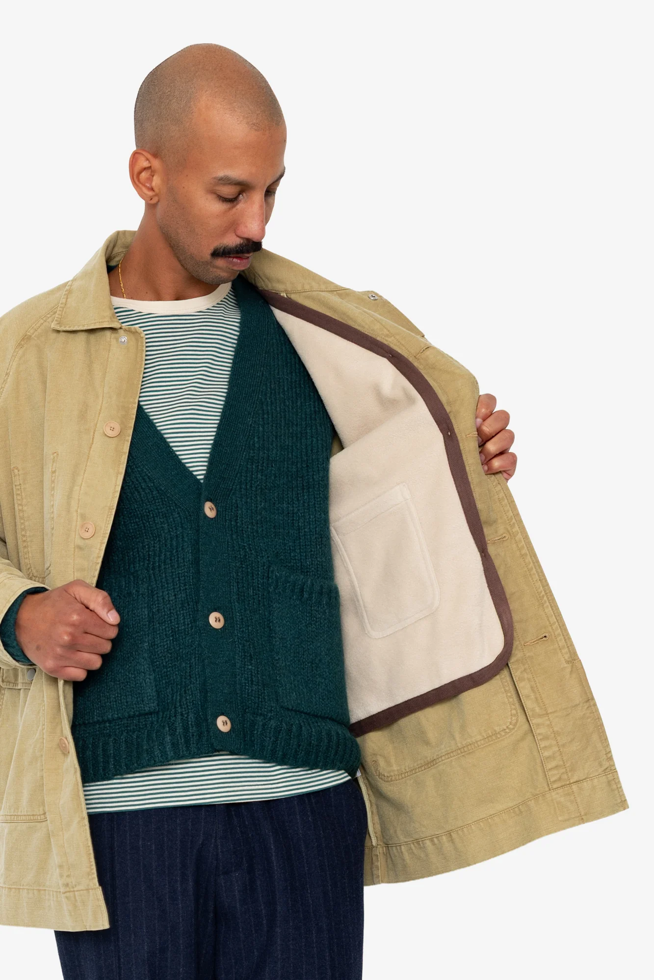 Detachable Liner Car Coat - Fossil Slub - Image 6