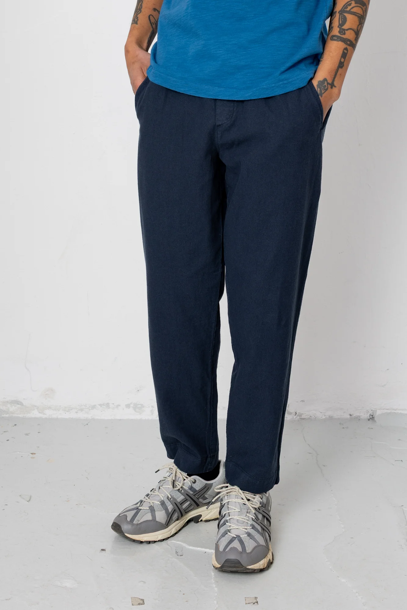 Drawcord Assembly Pant - Dark Navy Cotton Linen - Image 3