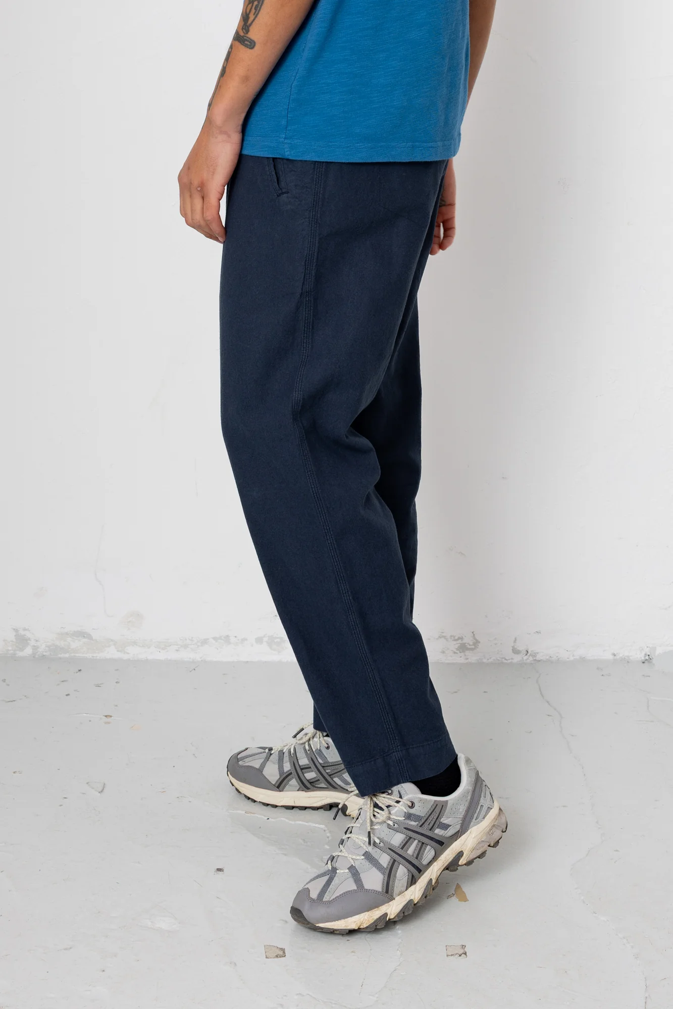 Drawcord Assembly Pant - Dark Navy Cotton Linen - Image 6