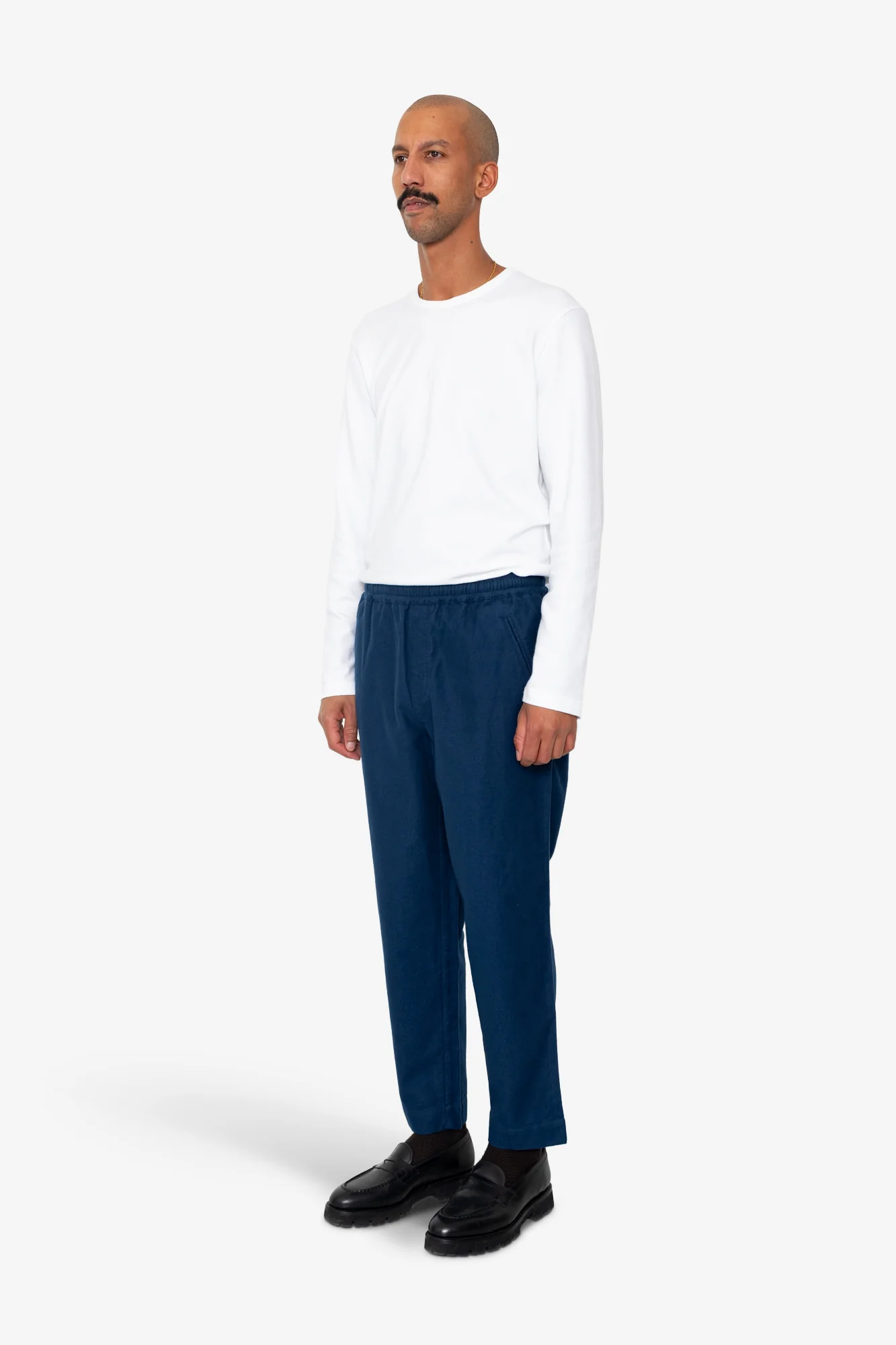 Drawcord Assembly Pant - Mid Blue Moleskin - Image 2