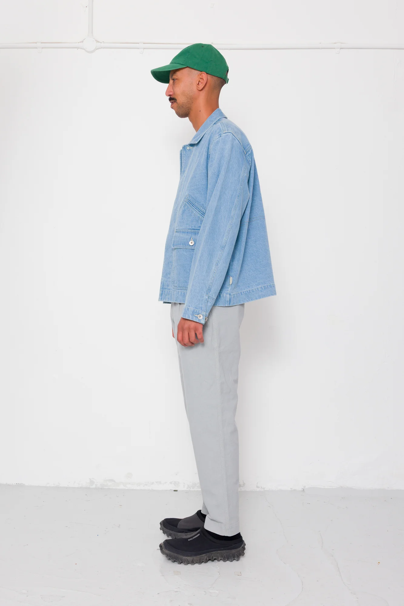 Drawcord Assembly Pant - Silver Grey Cotton Linen - Image 3