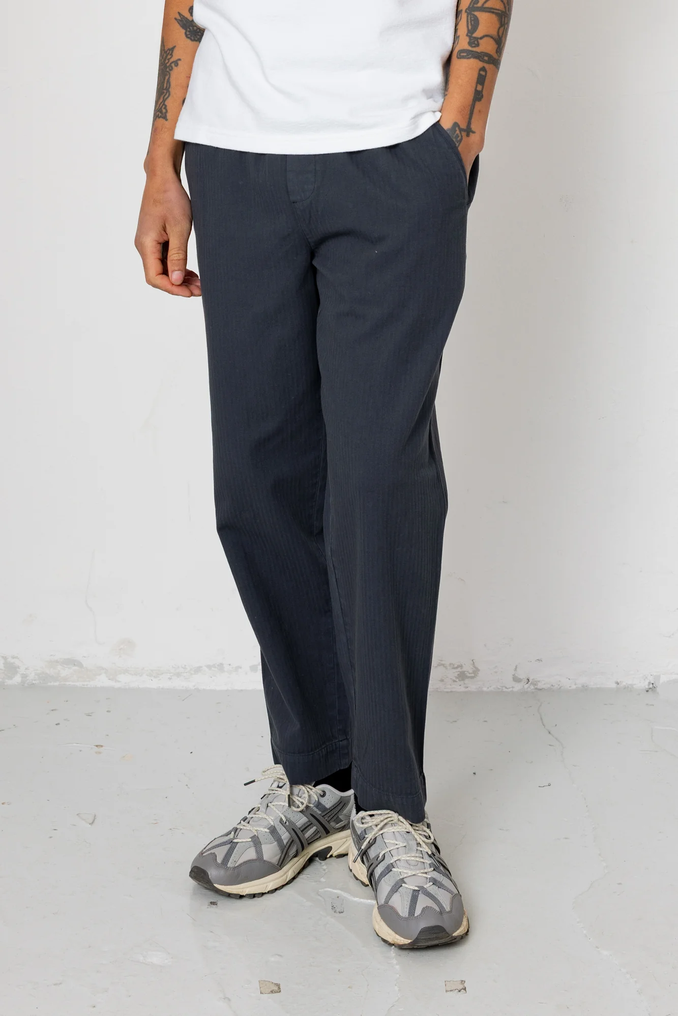 Drawcord Assembly Pant - Slate Blue Herringbone - Image 3