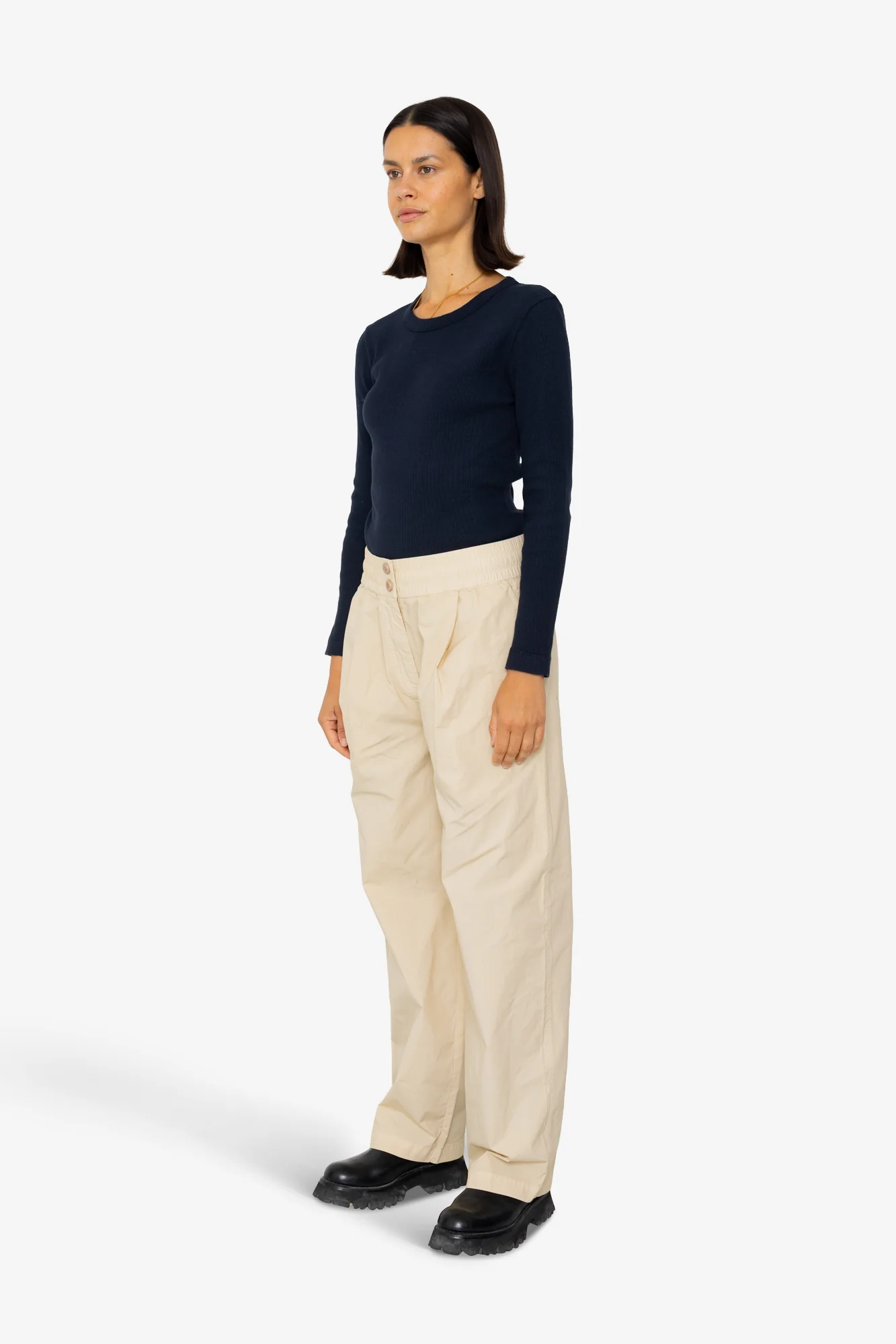 Drawcord Baggy Pants - Light Stone - Image 3