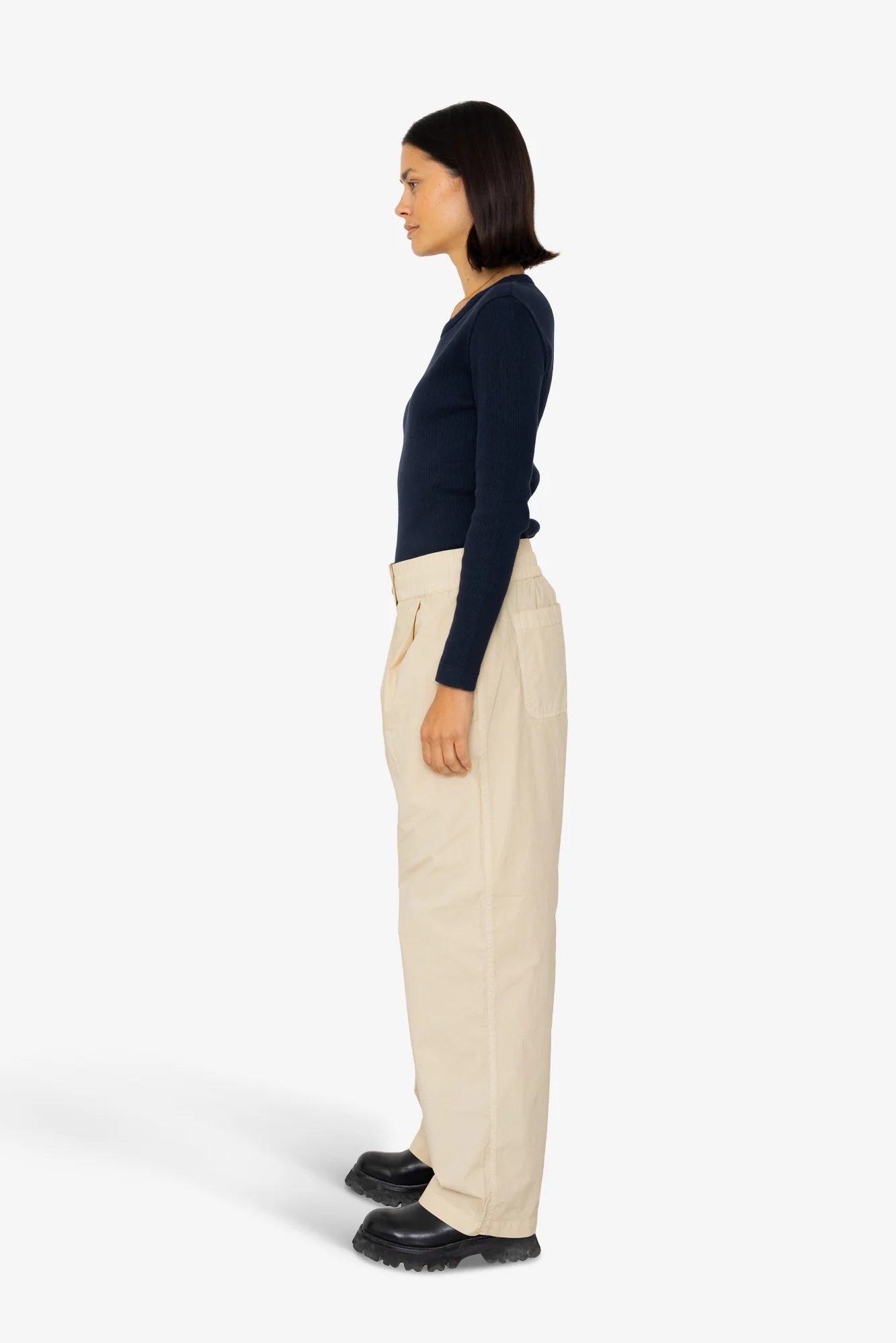 Drawcord Baggy Pants - Light Stone - Image 4