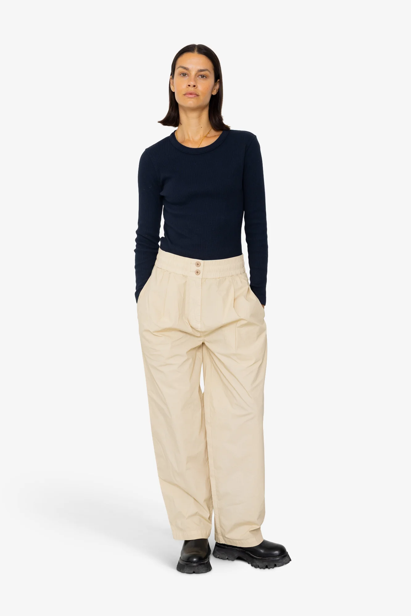 Drawcord Baggy Pants - Light Stone - Image 6