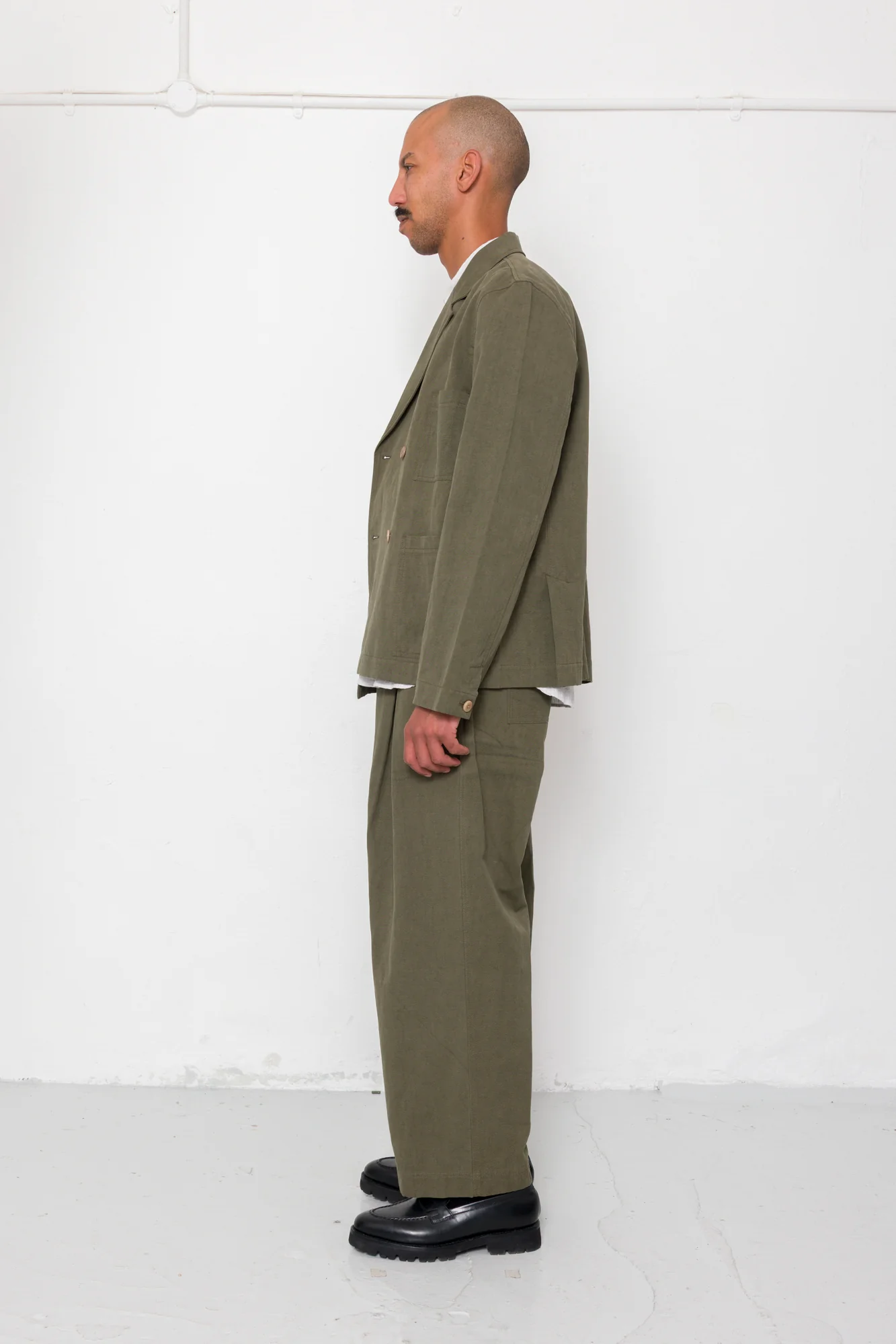 Easy Fit Blazer - Dark Olive Slub Linen - Image 6
