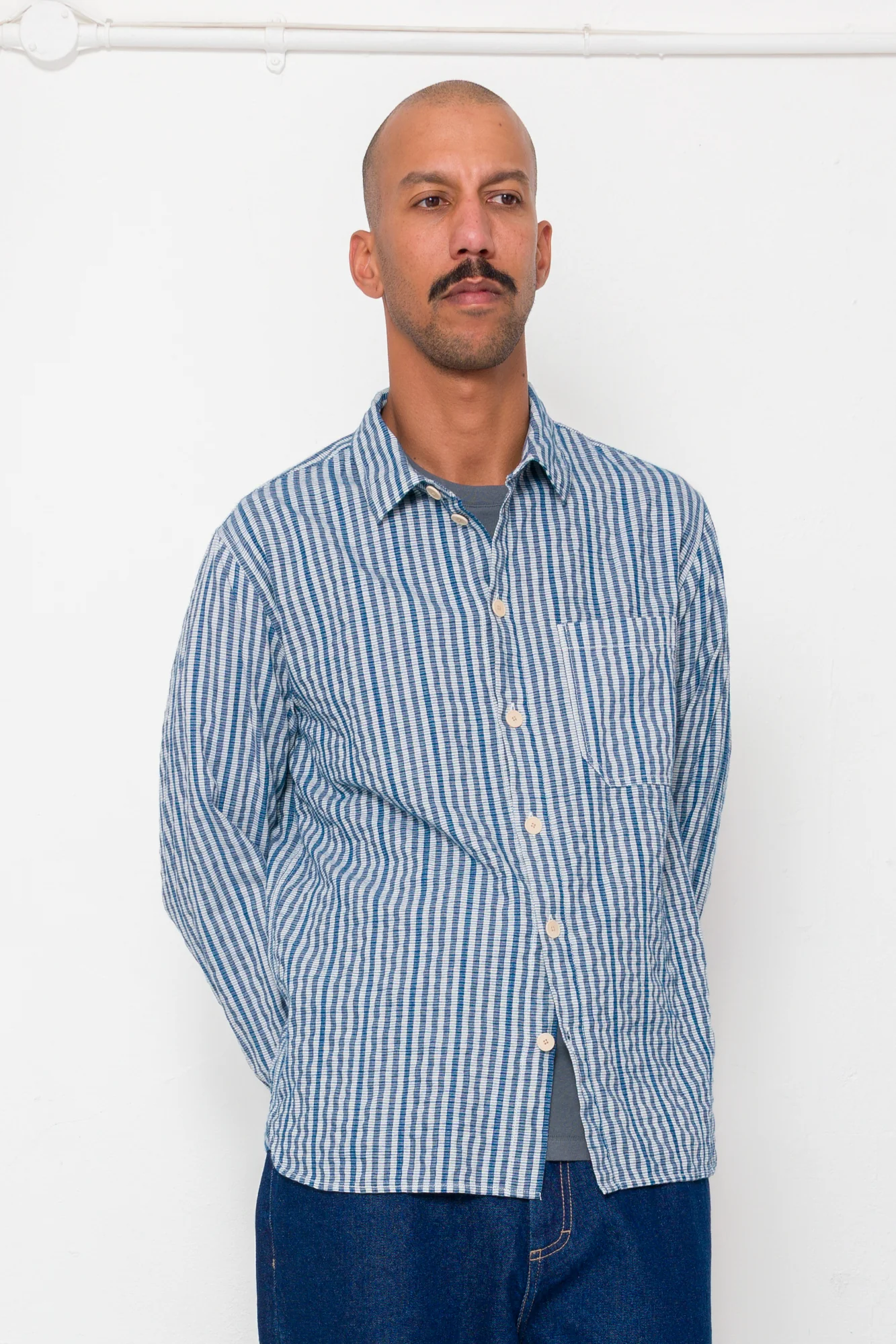 Easy Fit Shirt - Indigo Crinkle Mini Check - Image 6