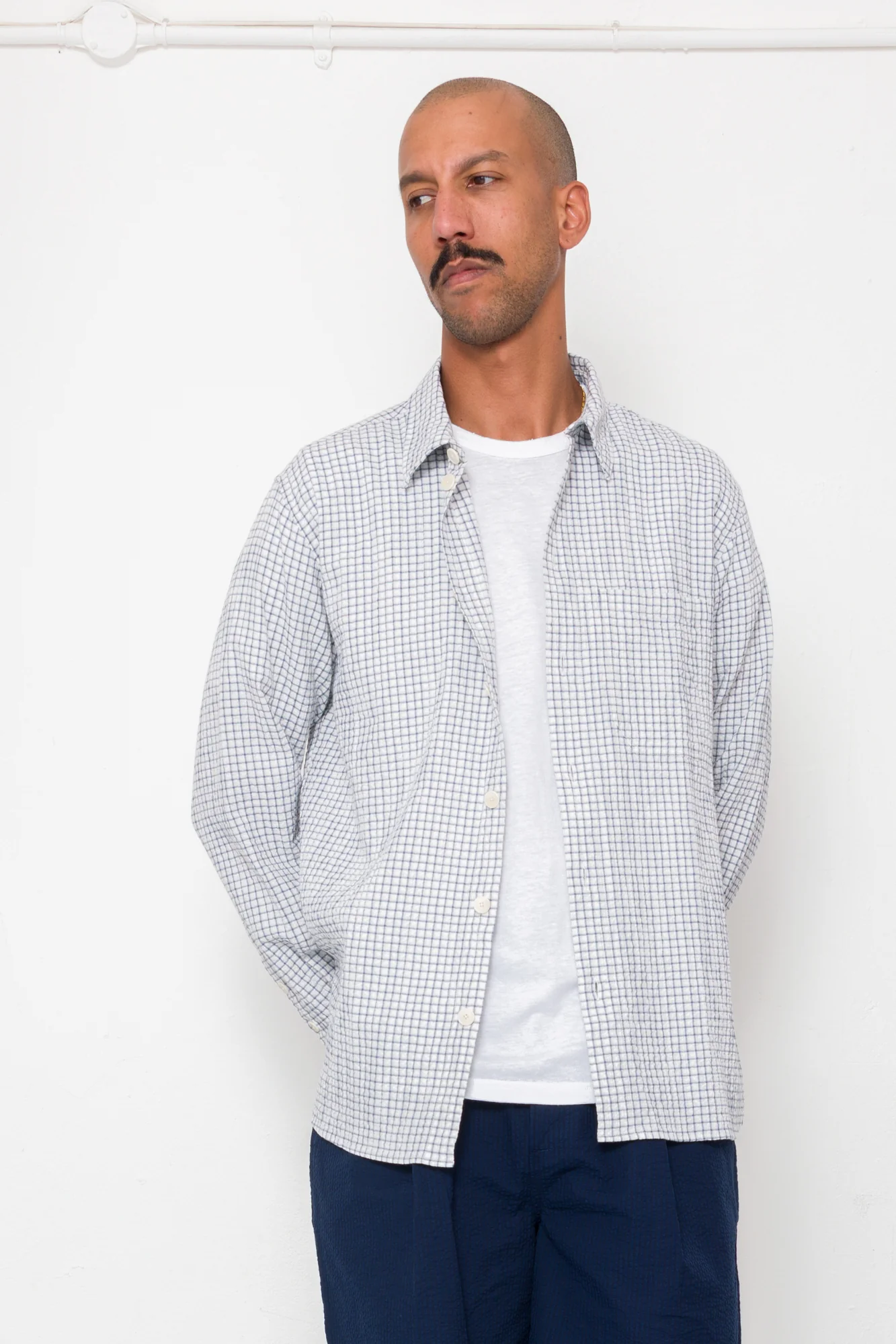 Easy Fit Shirt - Soft Blue Mini Check - Image 6