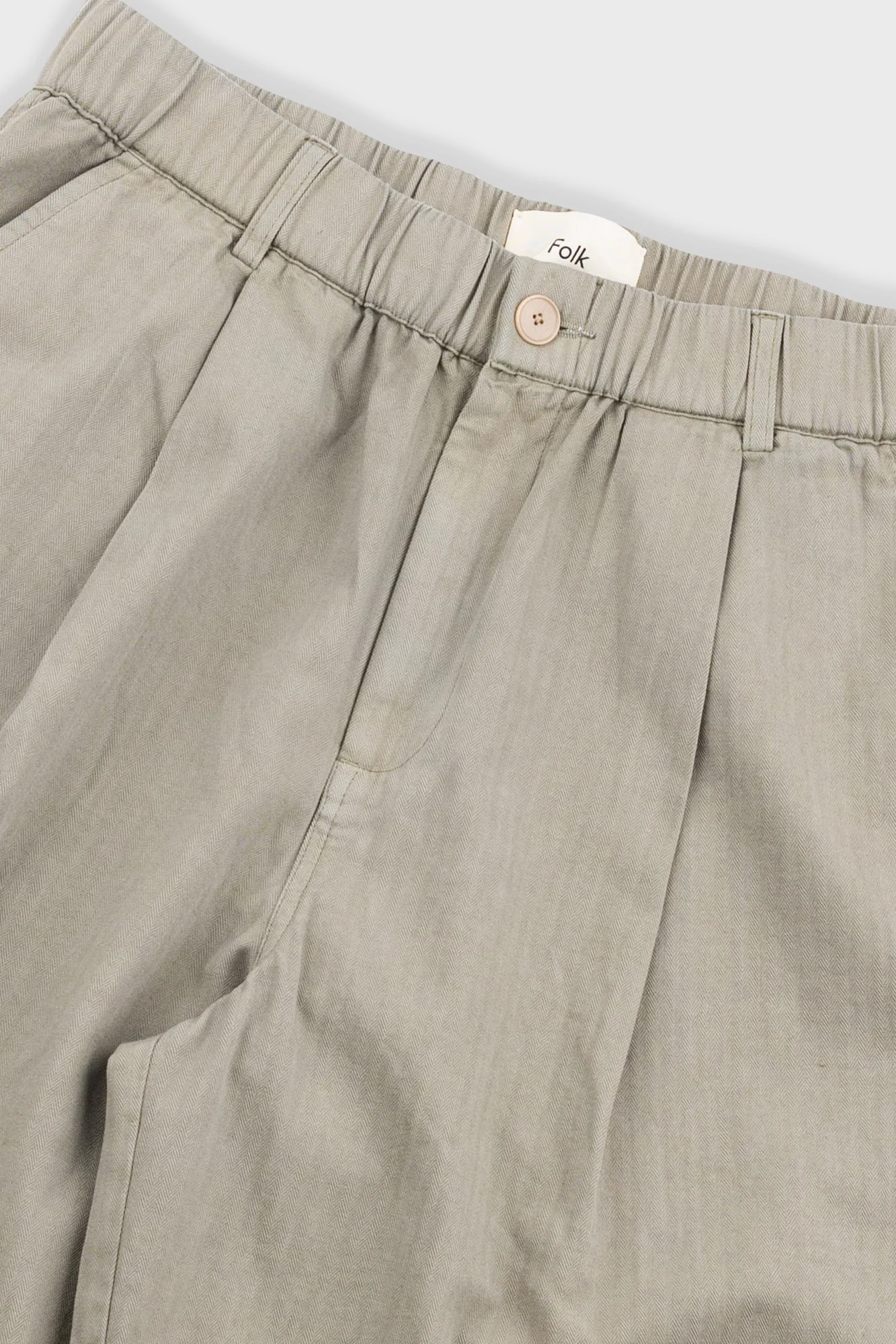 Elasticated Wide Fit Short - Silver Sage Herringbone - Image 4