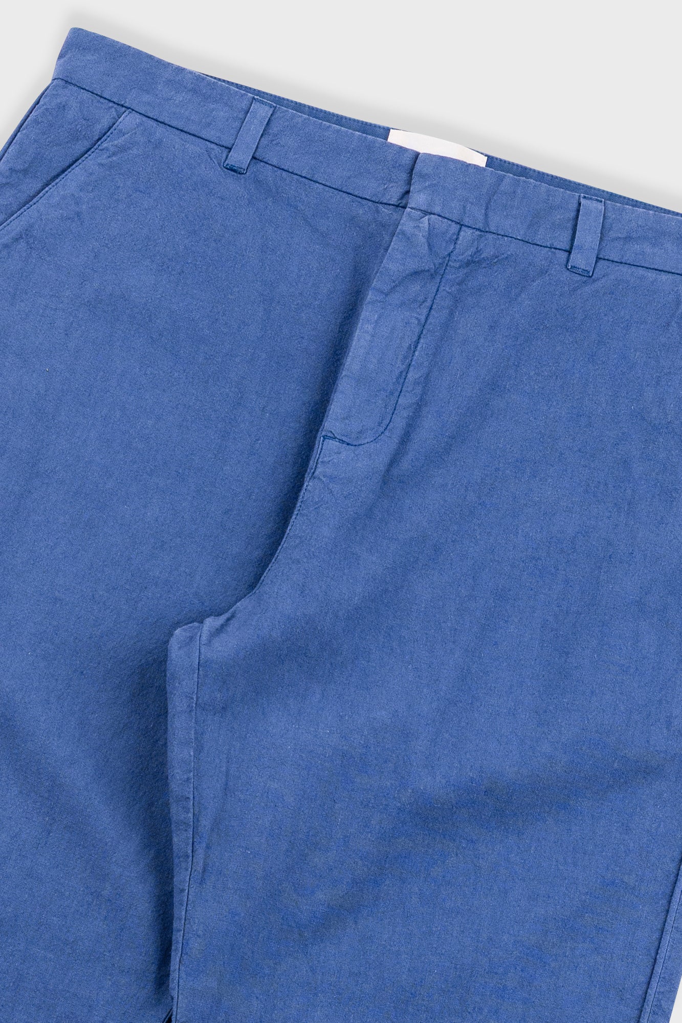 Fixed Waistband Cotton Linen Trouser - Woad - Image 3