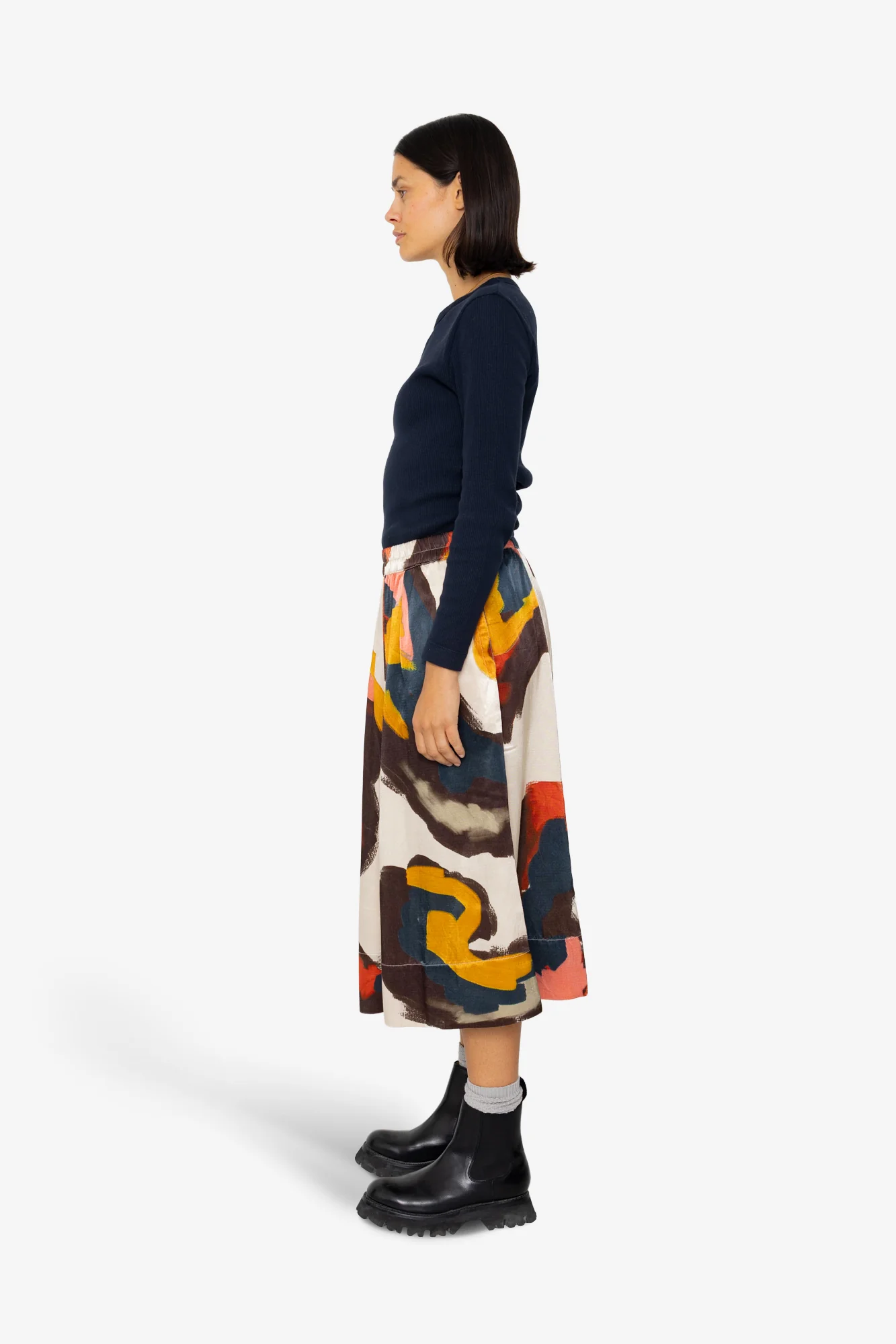Full Seam Skirt - Impasto Print Satin - Image 5