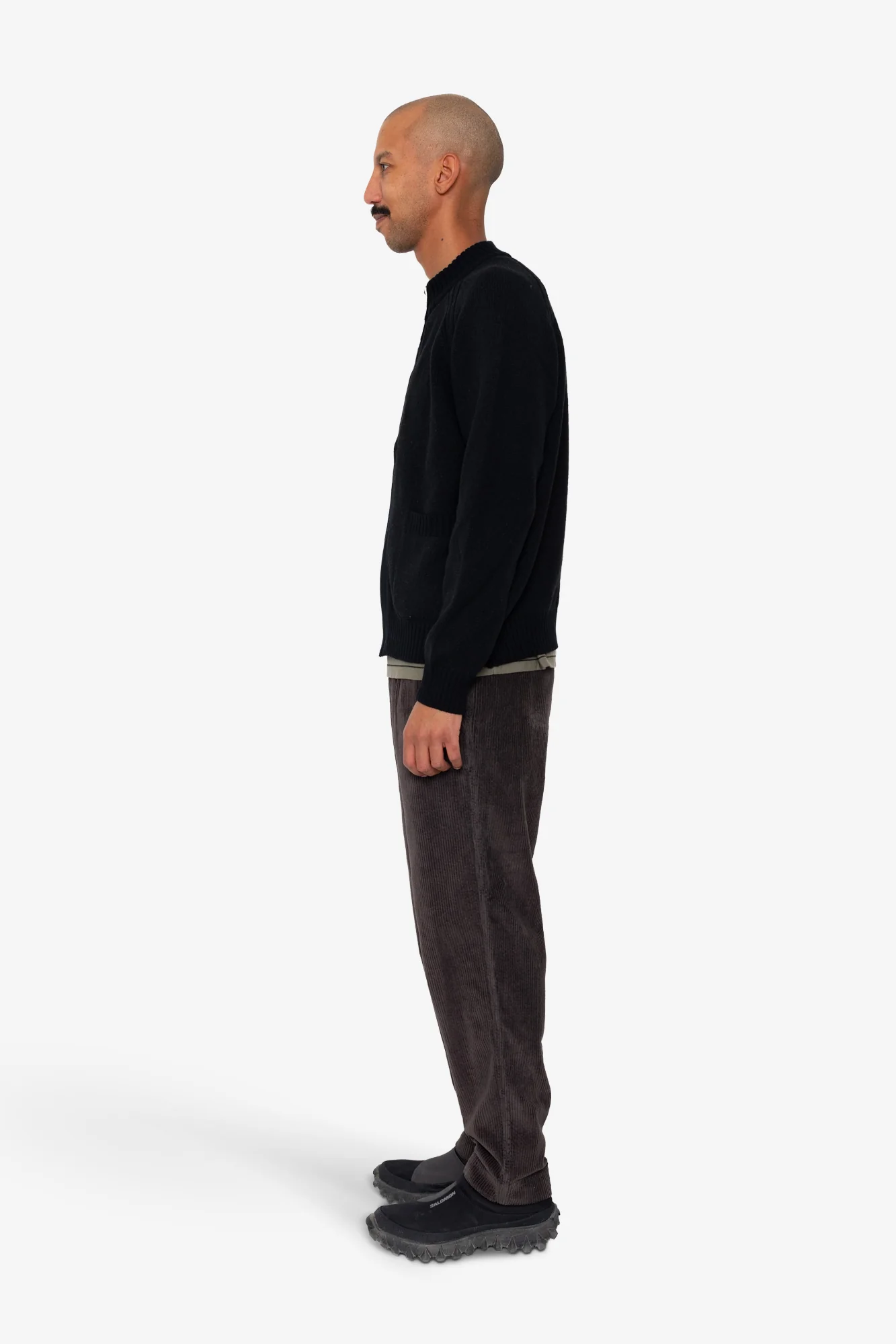 Knitted Zip Thru Bomber - Black - Image 4