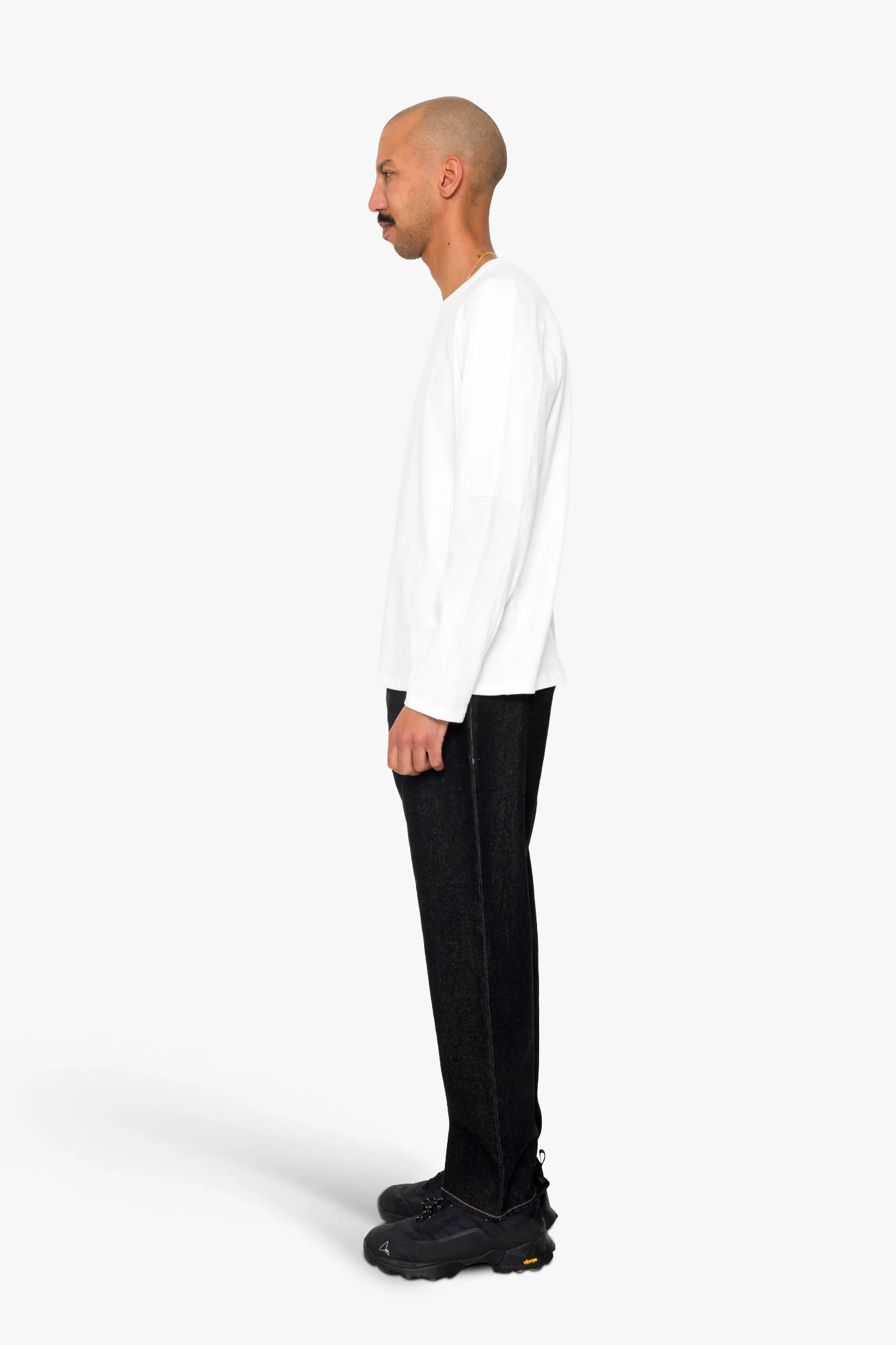 Long Sleeve Curve Panel T-Shirt - White Waffle - Image 4