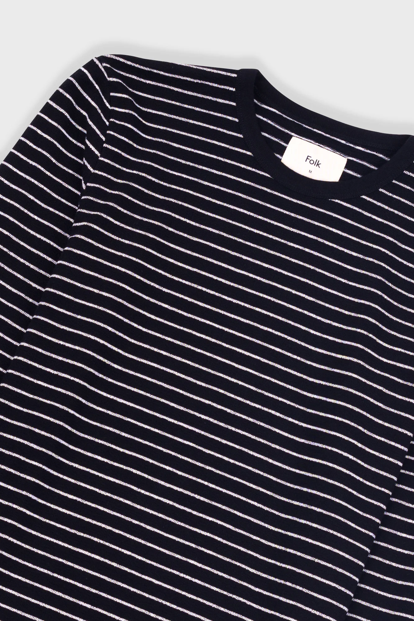 Long Sleeve Textured Striped T-Shirt - Black Ecru - Image 5