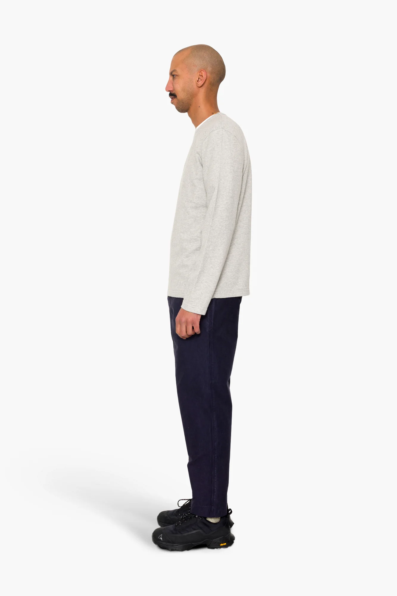 Long Sleeve Textured T-Shirt - Light Grey Melange - Image 4
