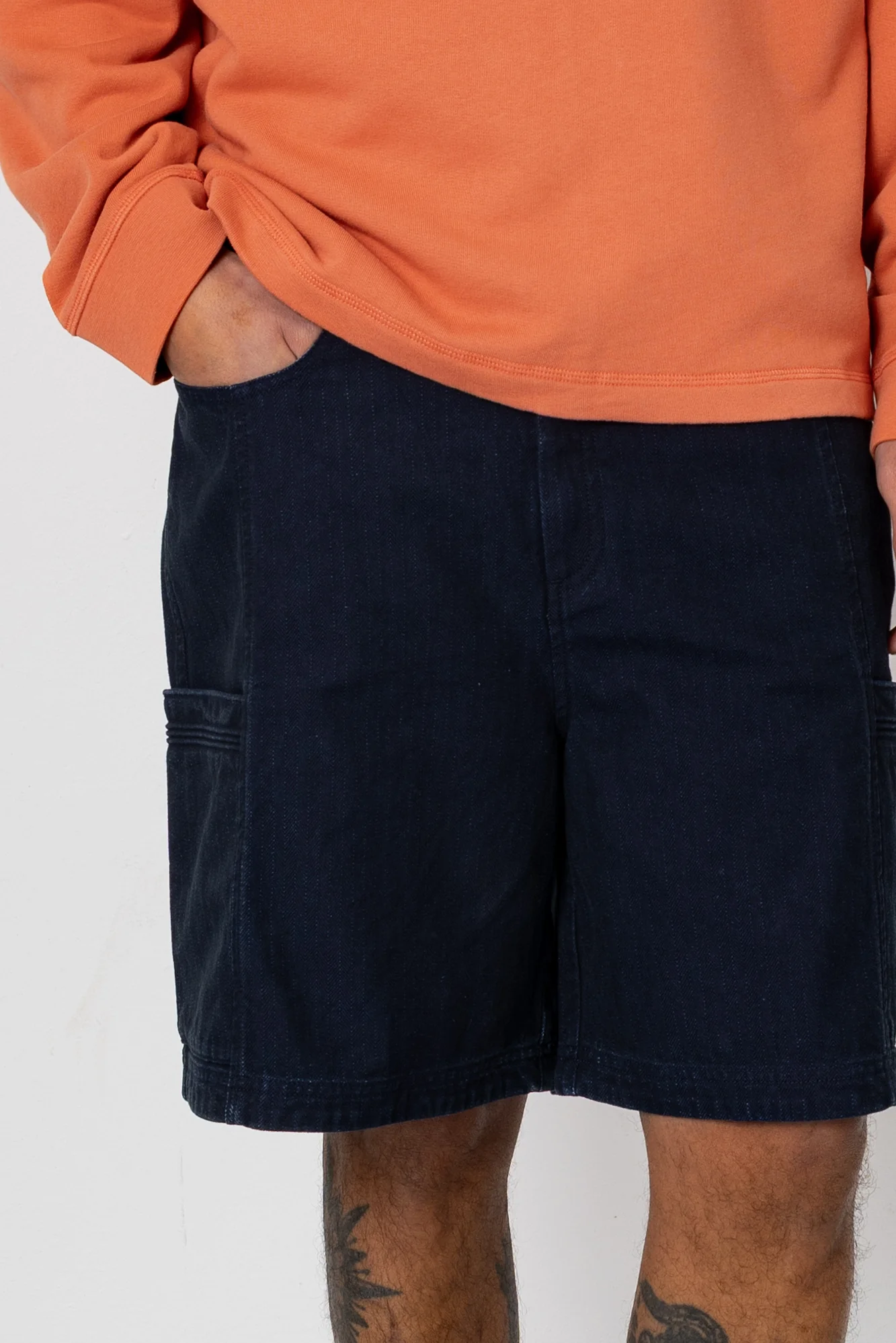 Lunar Jean Short - Deep Indigo Herringbone - Image 3