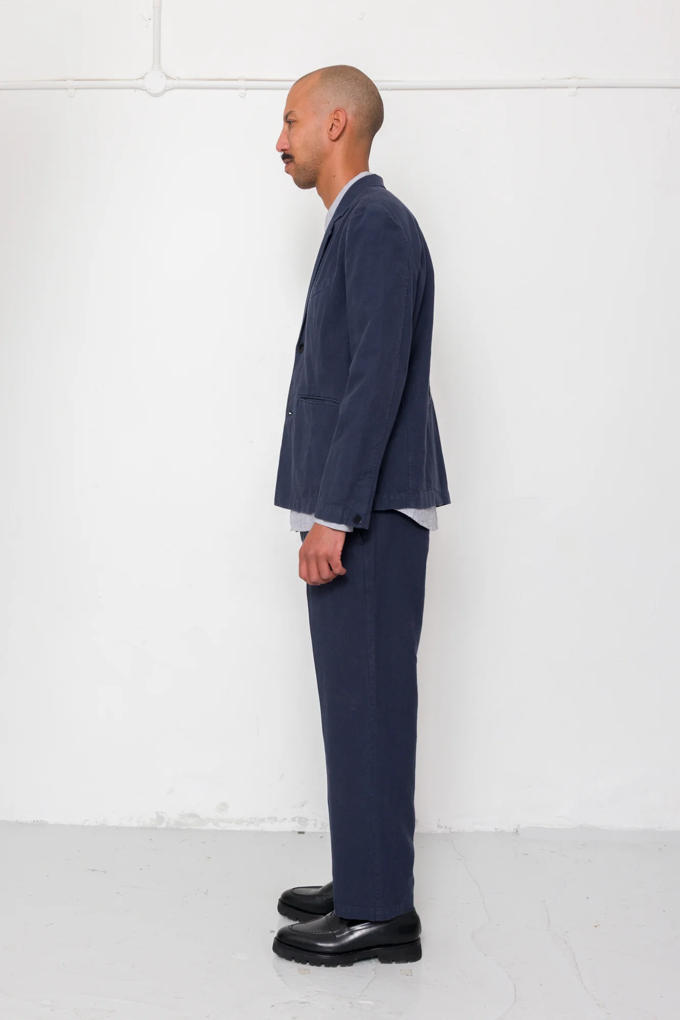 Lunar Suit Trouser - Dark Navy Cotton Linen - Image 4