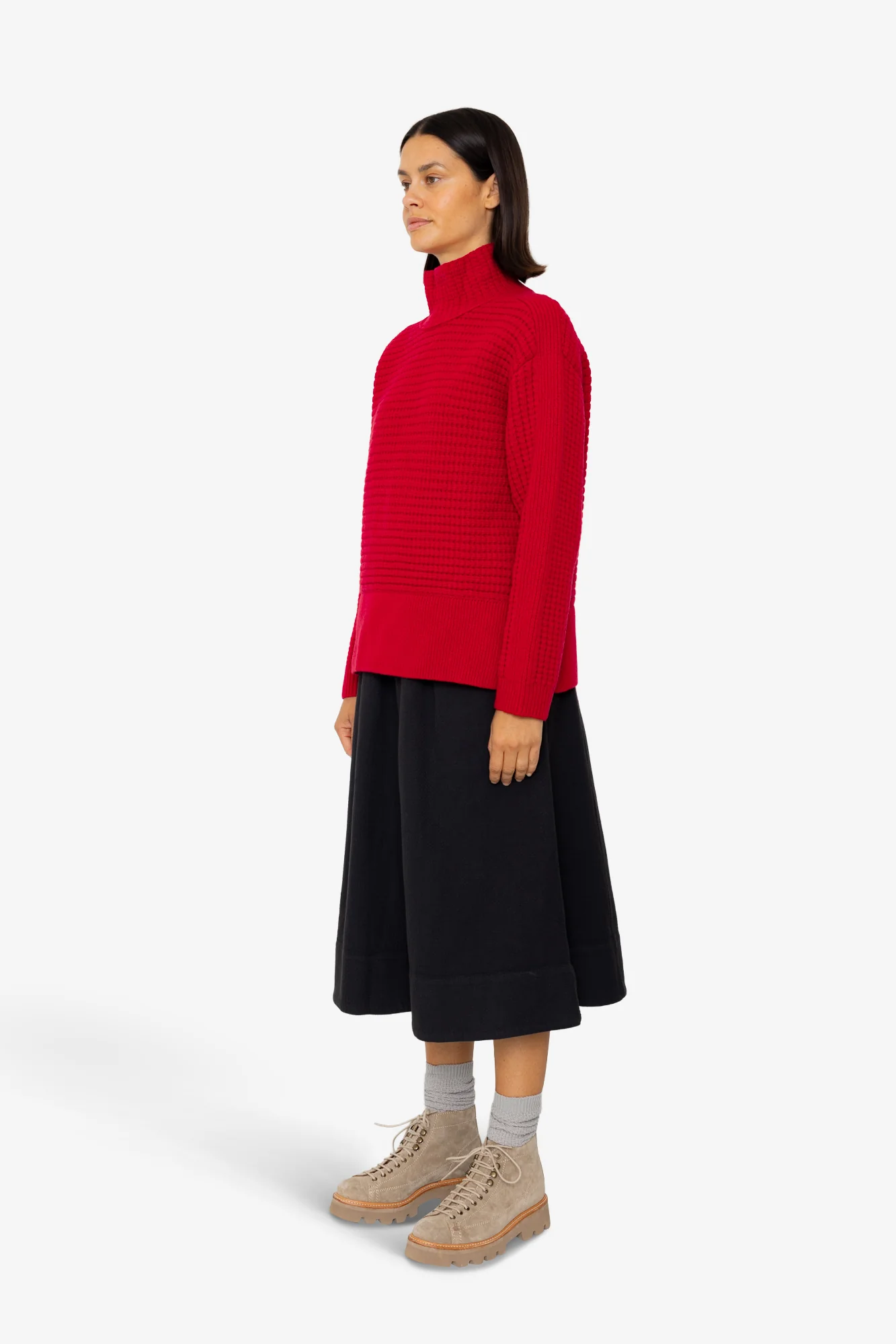 Open Funnel Neck Jumper - Carnation - Image 3