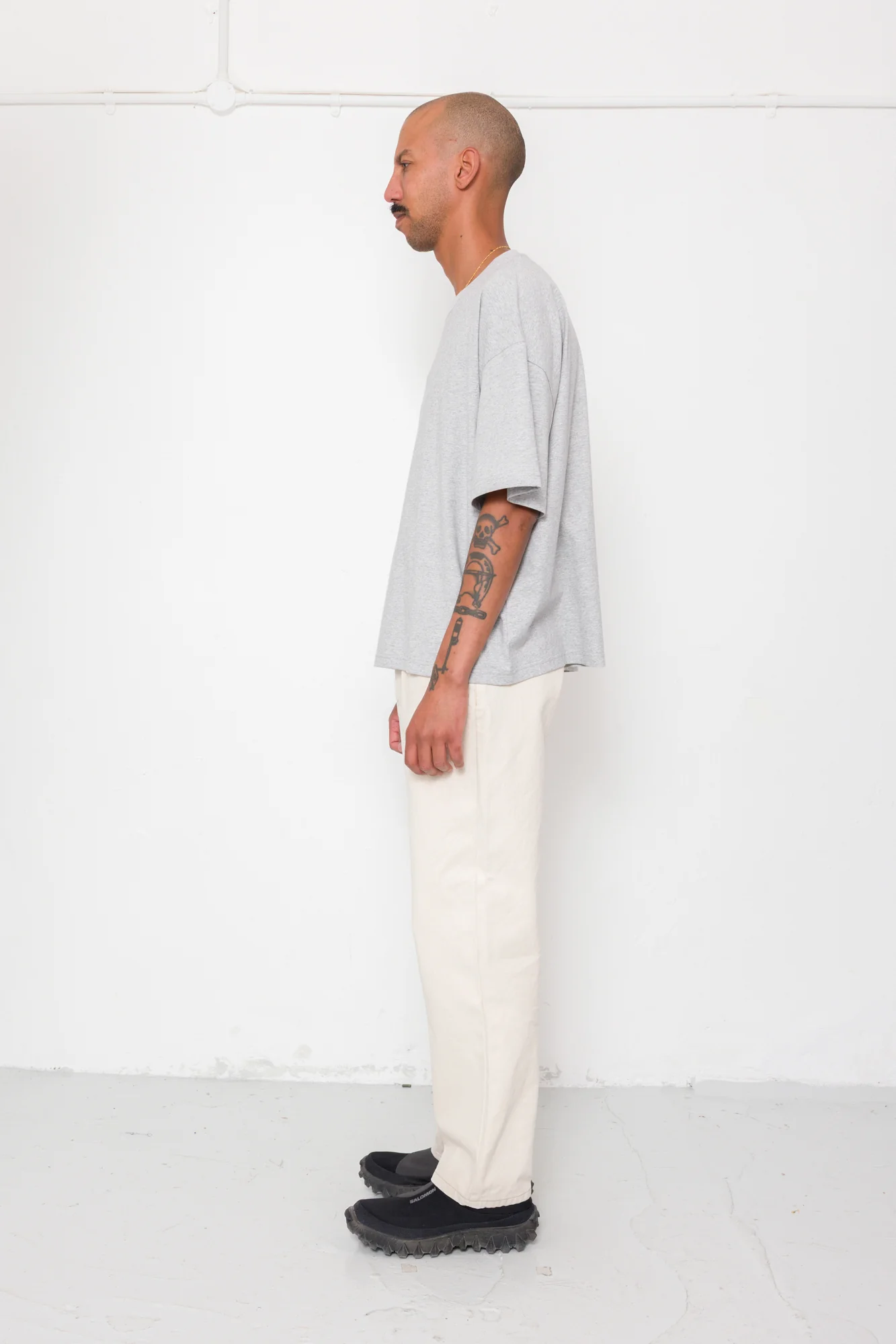 Oversized T-Shirt - Grey Melange Slub - Image 4