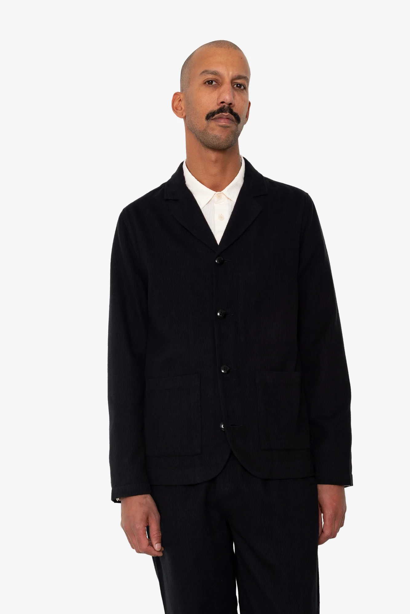 Patch Jacket - Soft Black Brushed Stripe - Image 6