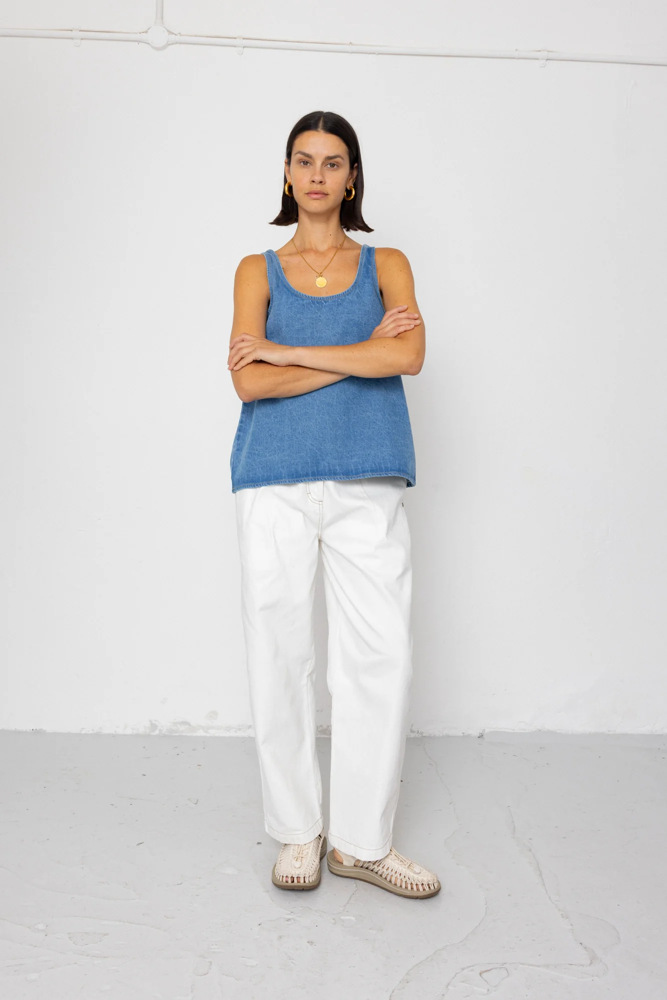 Pleated Scoop Back Vest - Heavy Bleach Wash - Image 8