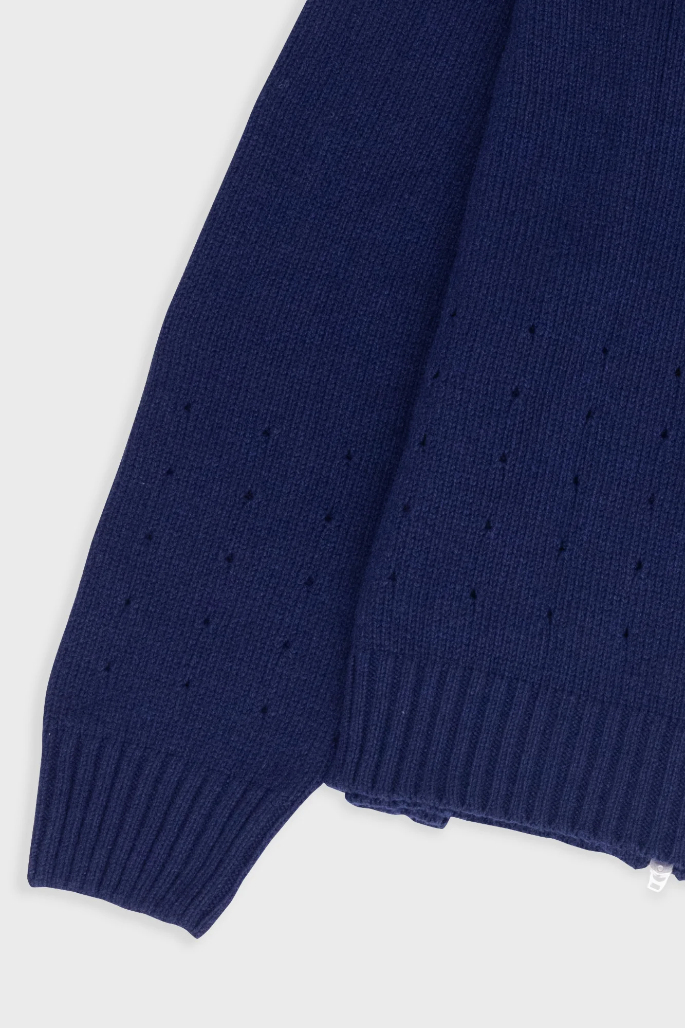Pointelle Knit Bomber - Navy Melange - Image 10