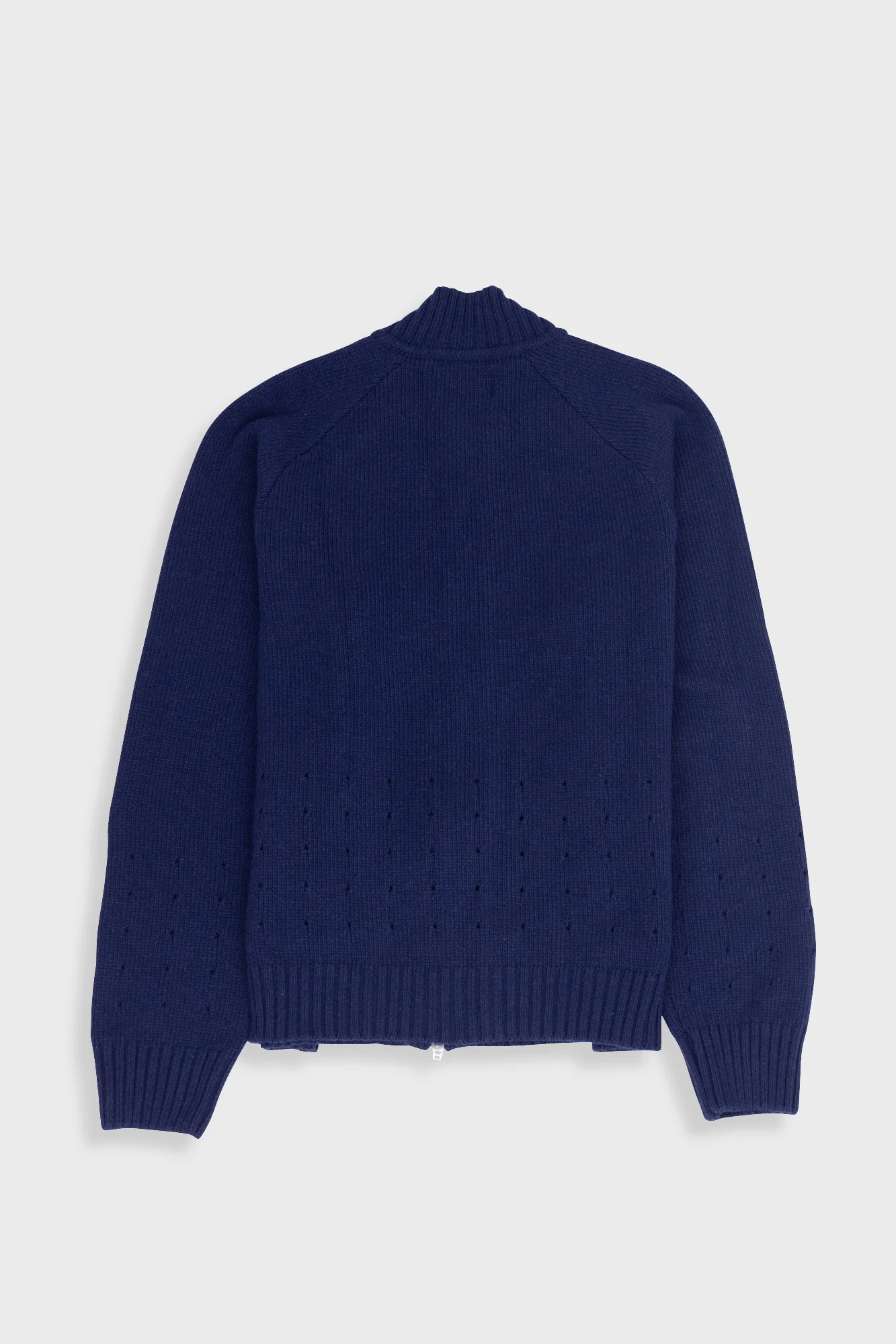 Pointelle Knit Bomber - Navy Melange - Image 12