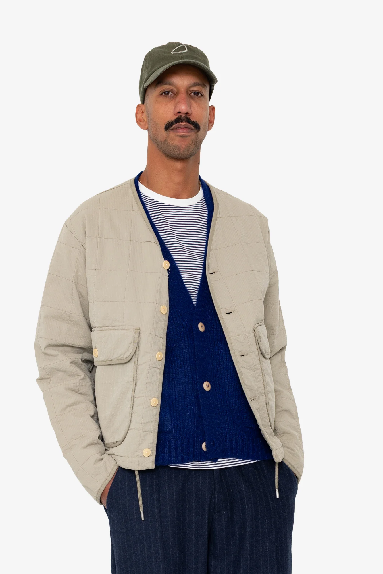 Quilted Liner Jacket - Smoke Grey Seersucker - Image 6