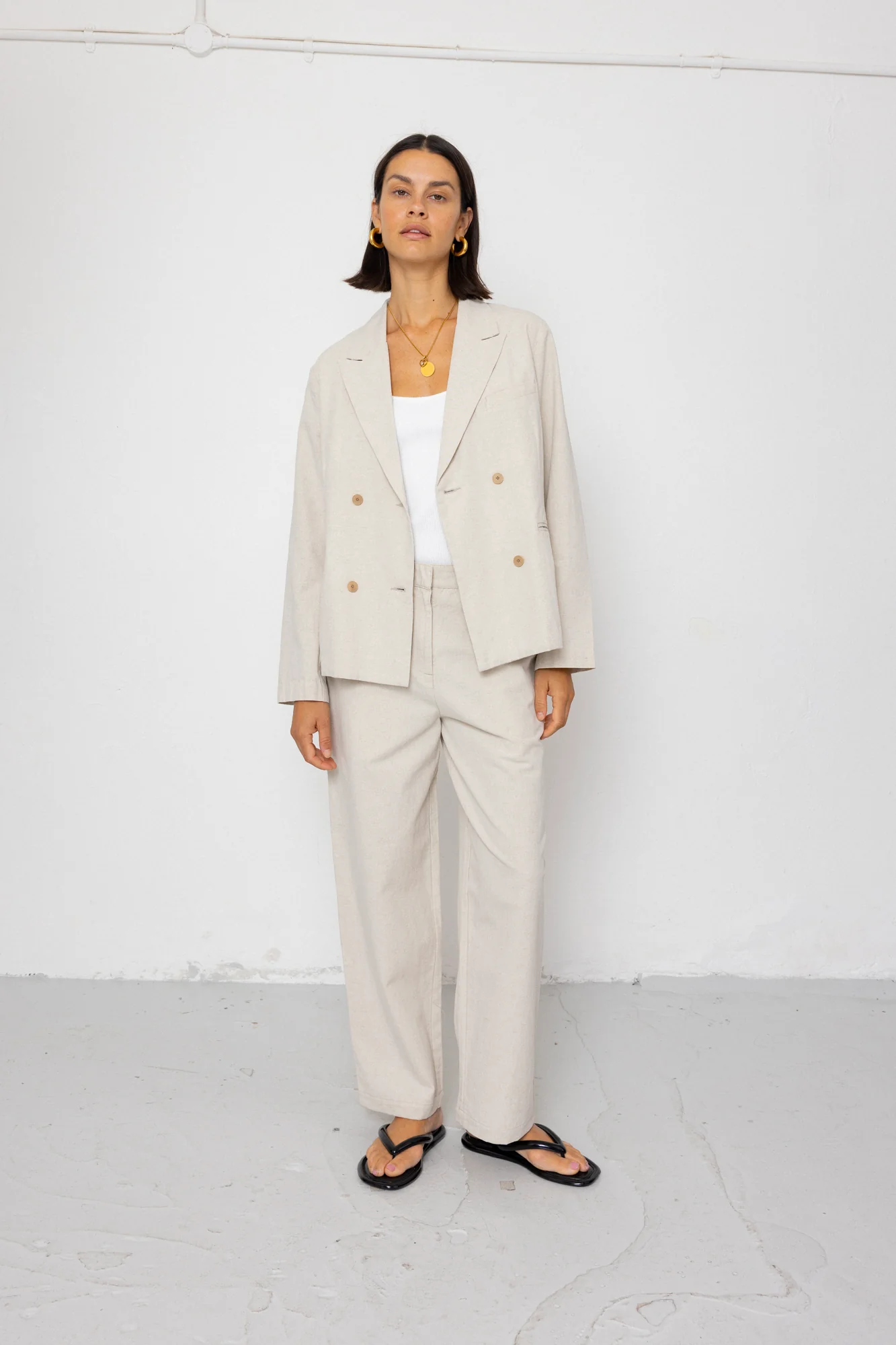Relaxed Fit Blazer - Natural Linen Cotton Canvas - Image 6